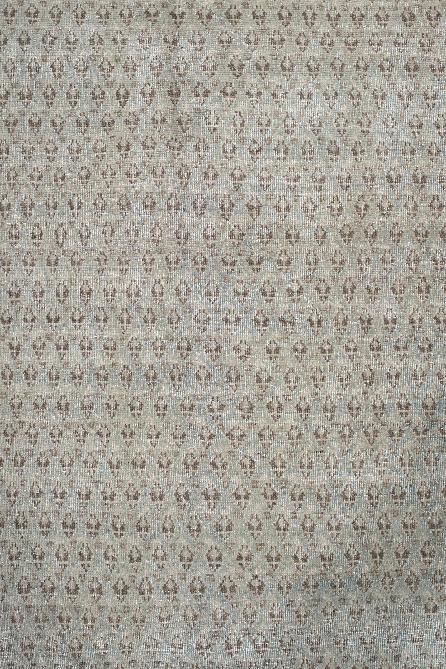10' x 13' one-of-a-kind handmade vintage Mir large size rug. Color palette: ivory, taupe, beige, sand, camel, light brown