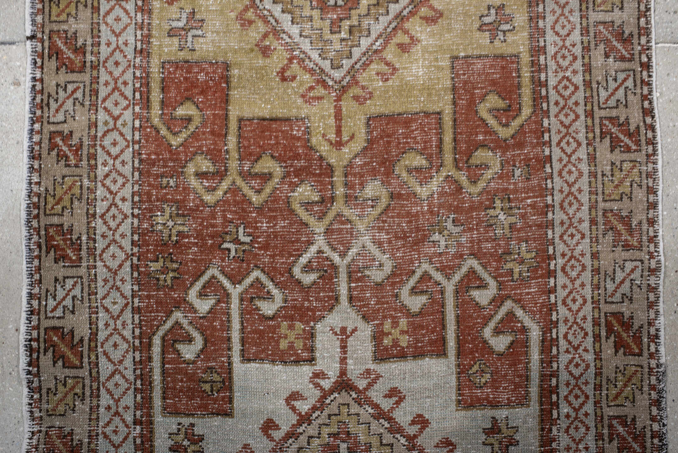 3' x 10' one-of-a-kind handmade vintage NW Persian runner rug. Color palette: rust, ivory, olive, taupe, rose, brown