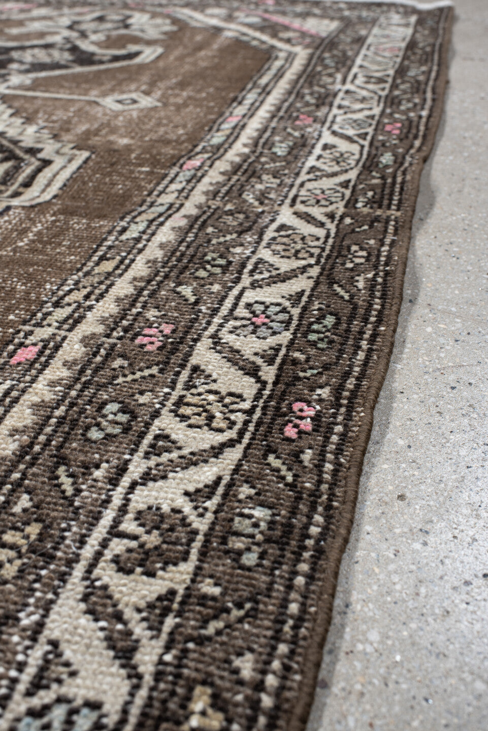 3' x 5' one-of-a-kind handmade vintage Hamadan small size rug. Color palette: taupe, brown, ivory, charcoal, rose, pale_blue