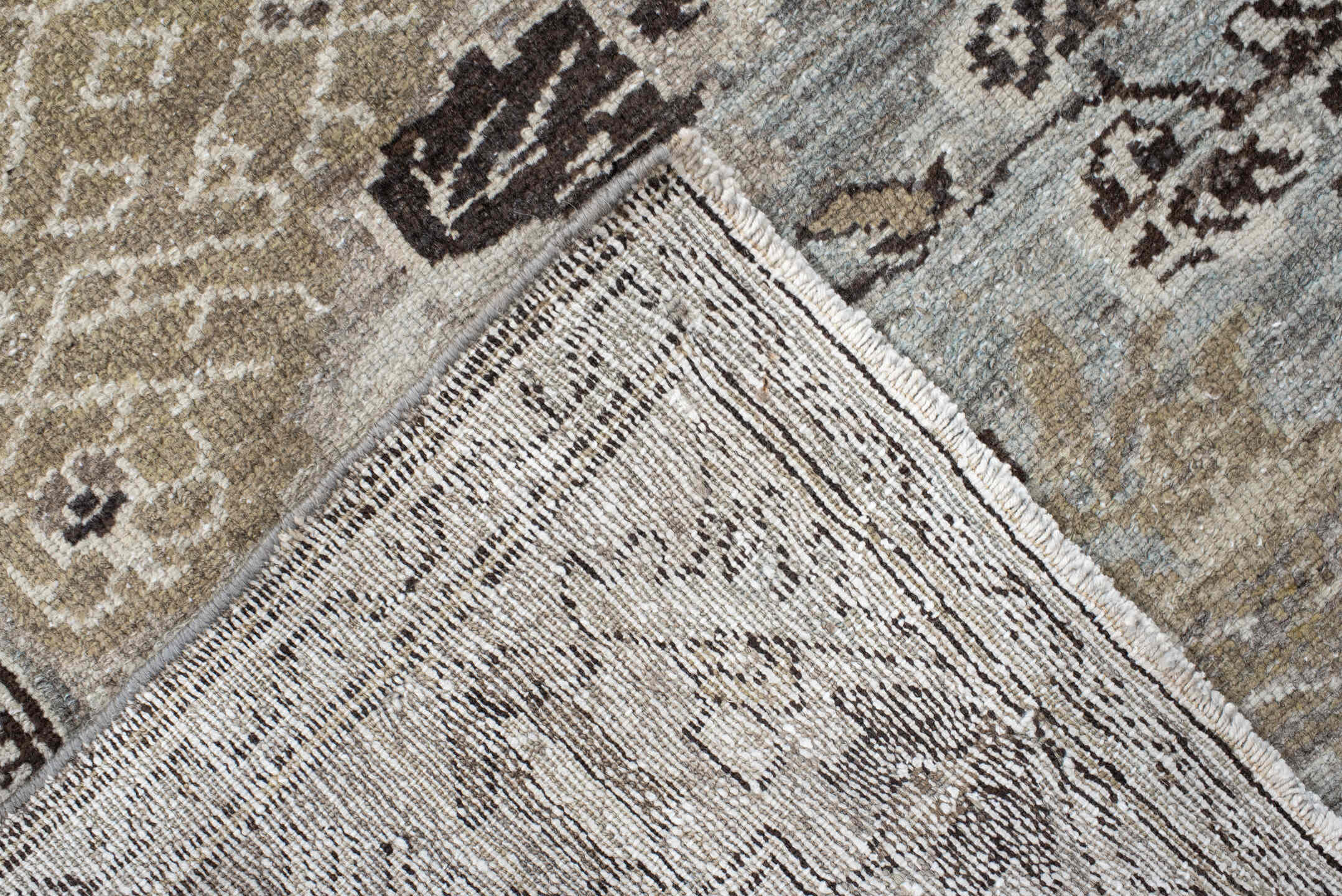 4' x 6' one-of-a-kind handmade vintage Malayer small size rug. Color palette: ivory, pale blue, taupe, olive, charcoal
