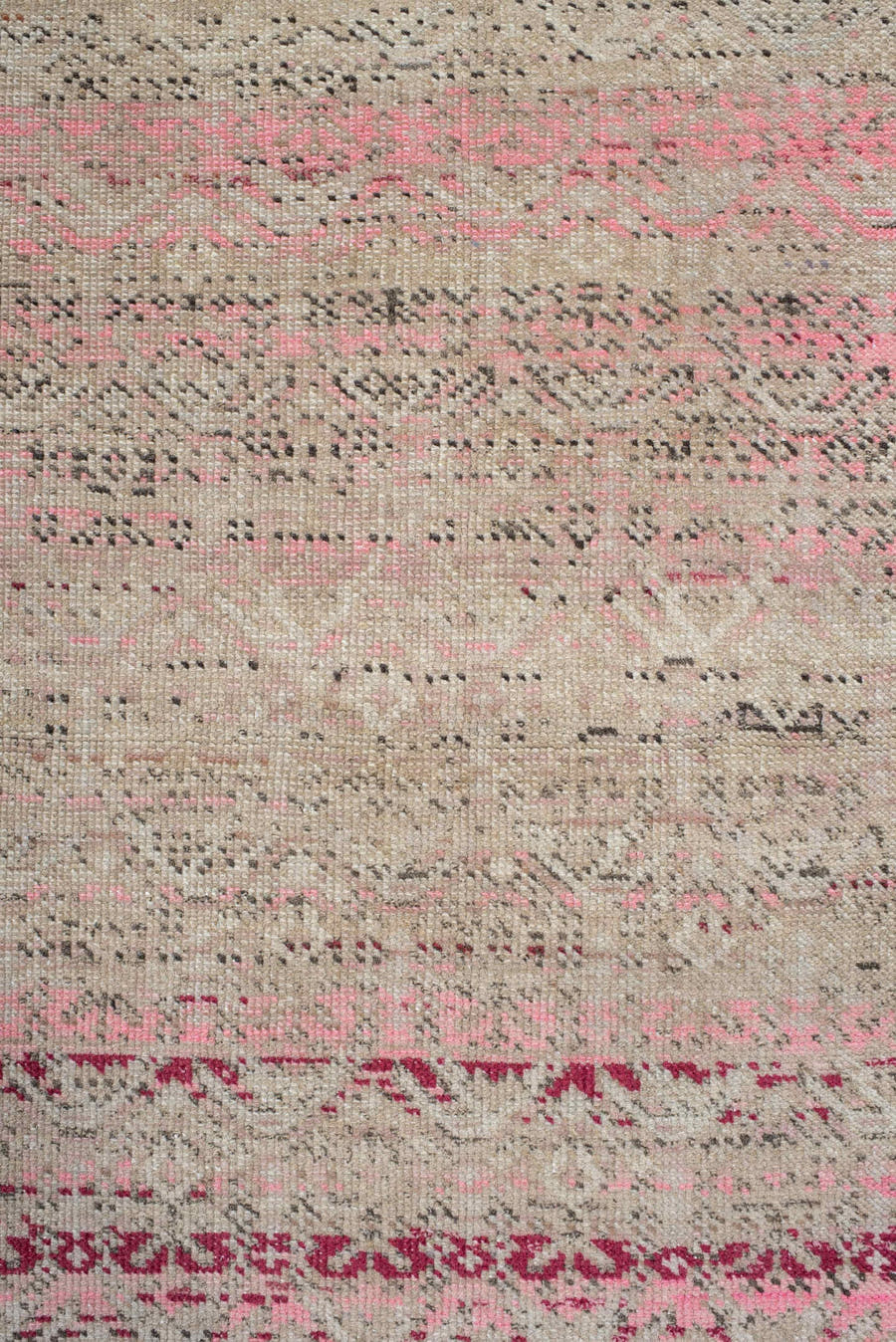 2' x 4' one-of-a-kind handmade vintage Anatolian small size rug. Color palette: ivory, blush, pink, raspberry, taupe