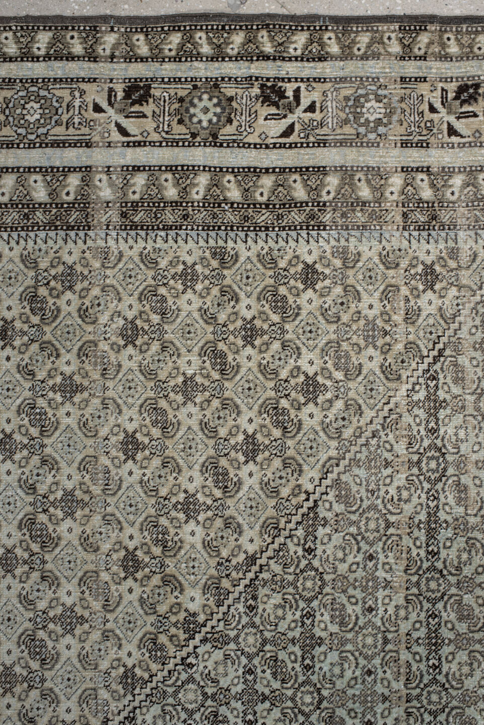 10' x 11' one-of-a-kind handmade vintage Tabriz large size rug. Color palette: gray, black, light gray, charcoal, dim gray