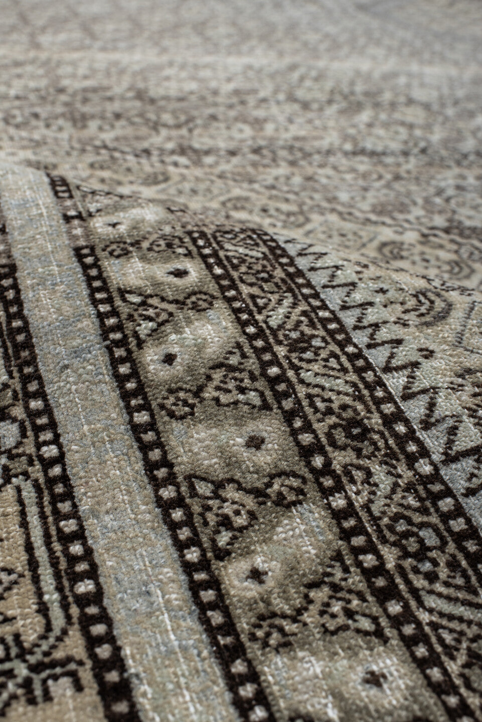 10' x 11' one-of-a-kind handmade vintage Tabriz large size rug. Color palette: gray, black, light gray, charcoal, dim gray
