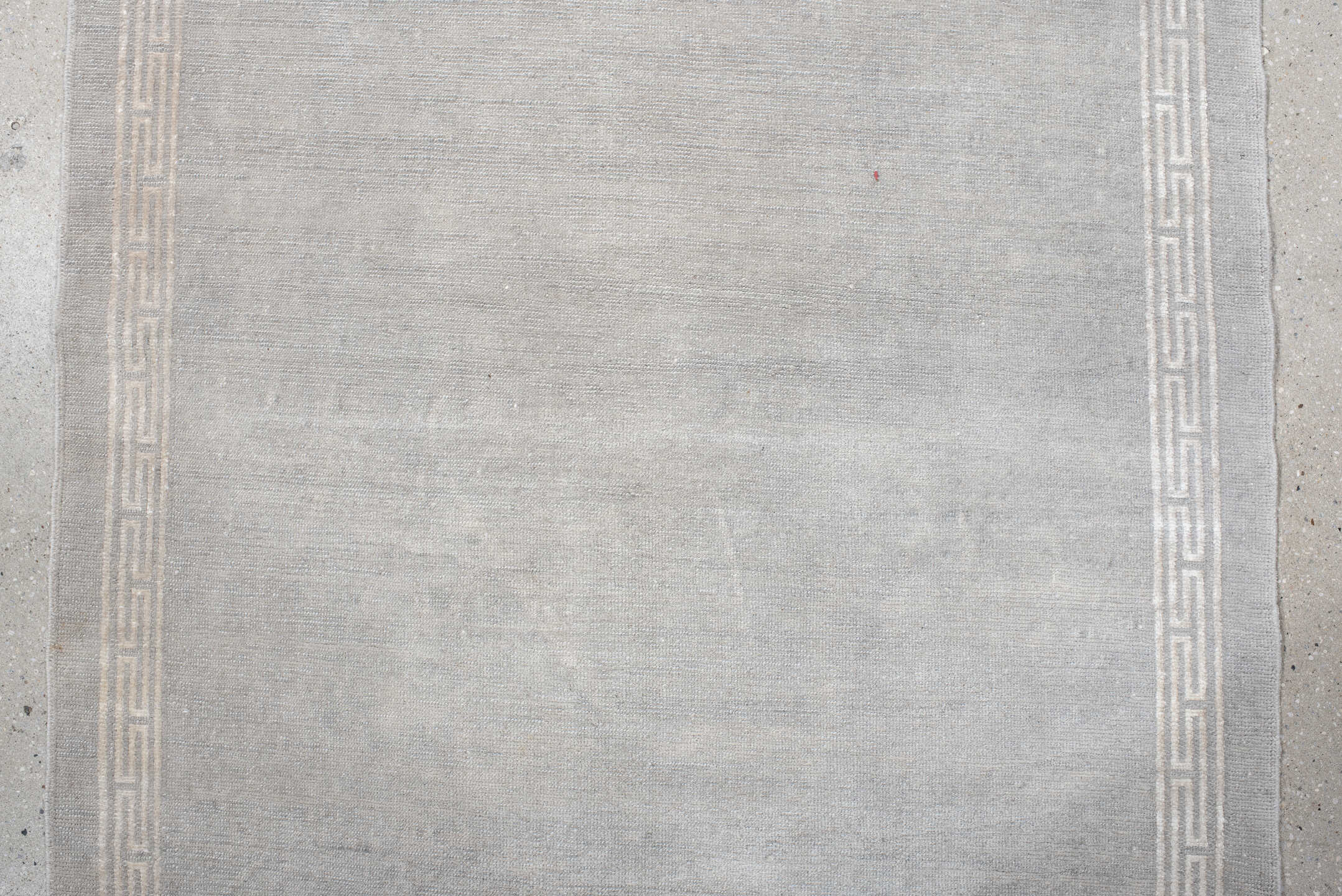 3' x 15' one-of-a-kind handmade vintage Tibetan runner rug. Color palette: gray, ivory, taupe, beige