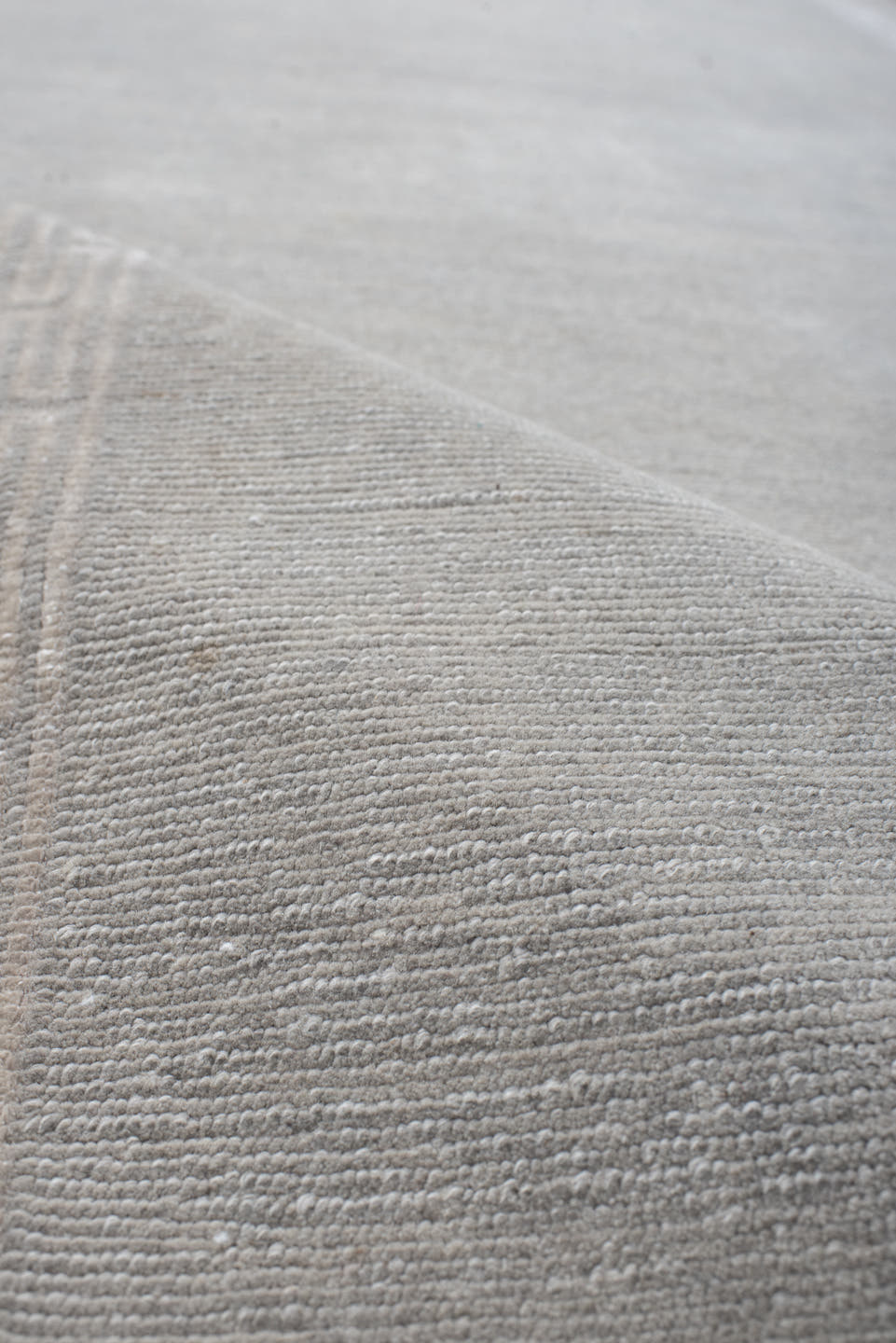 3' x 15' one-of-a-kind handmade vintage Tibetan runner rug. Color palette: gray, ivory, taupe, beige