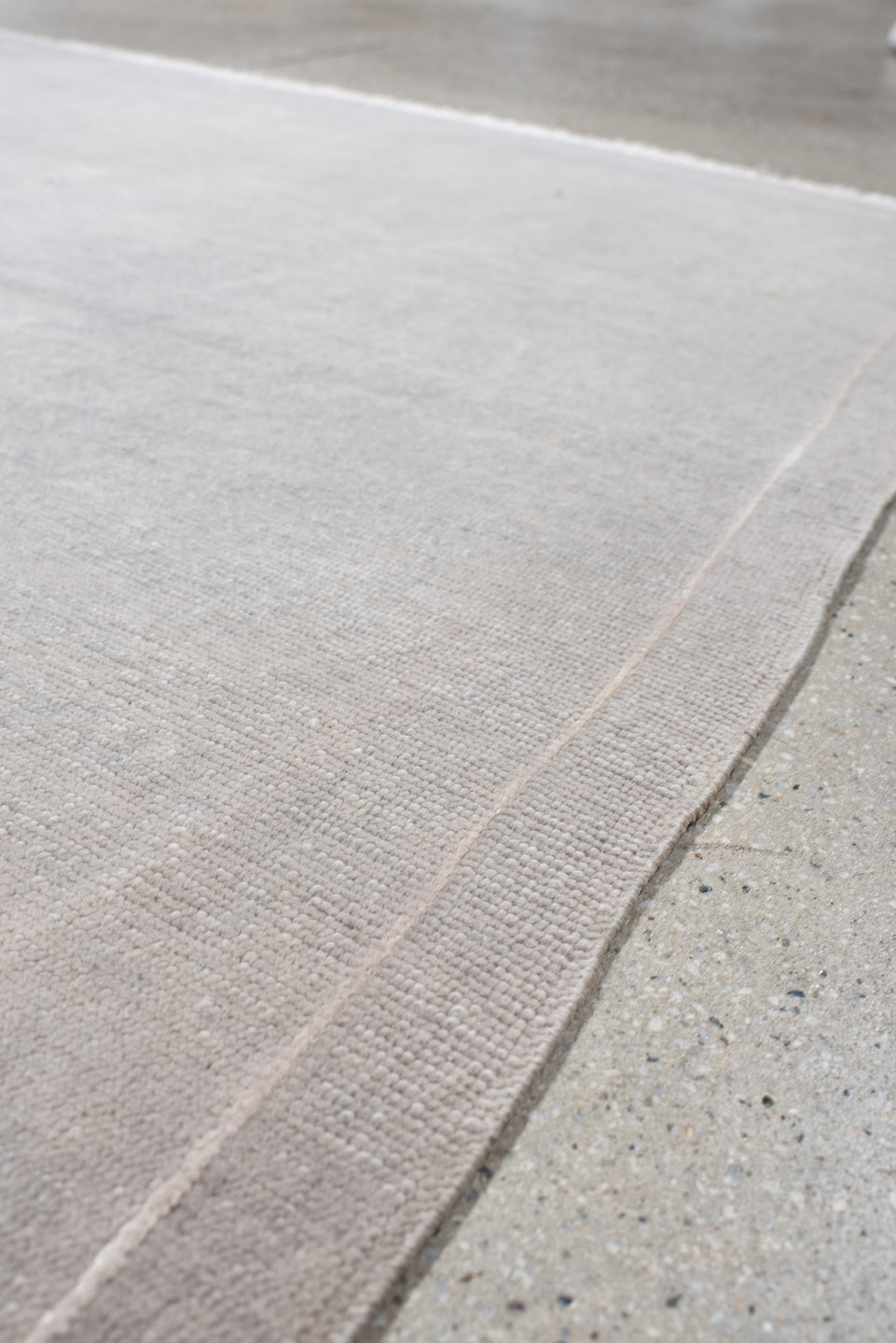 3' x 4' one-of-a-kind handmade vintage Nepal small size rug. Color palette: ivory, silver, blush, taupe, gray, pink, beige
