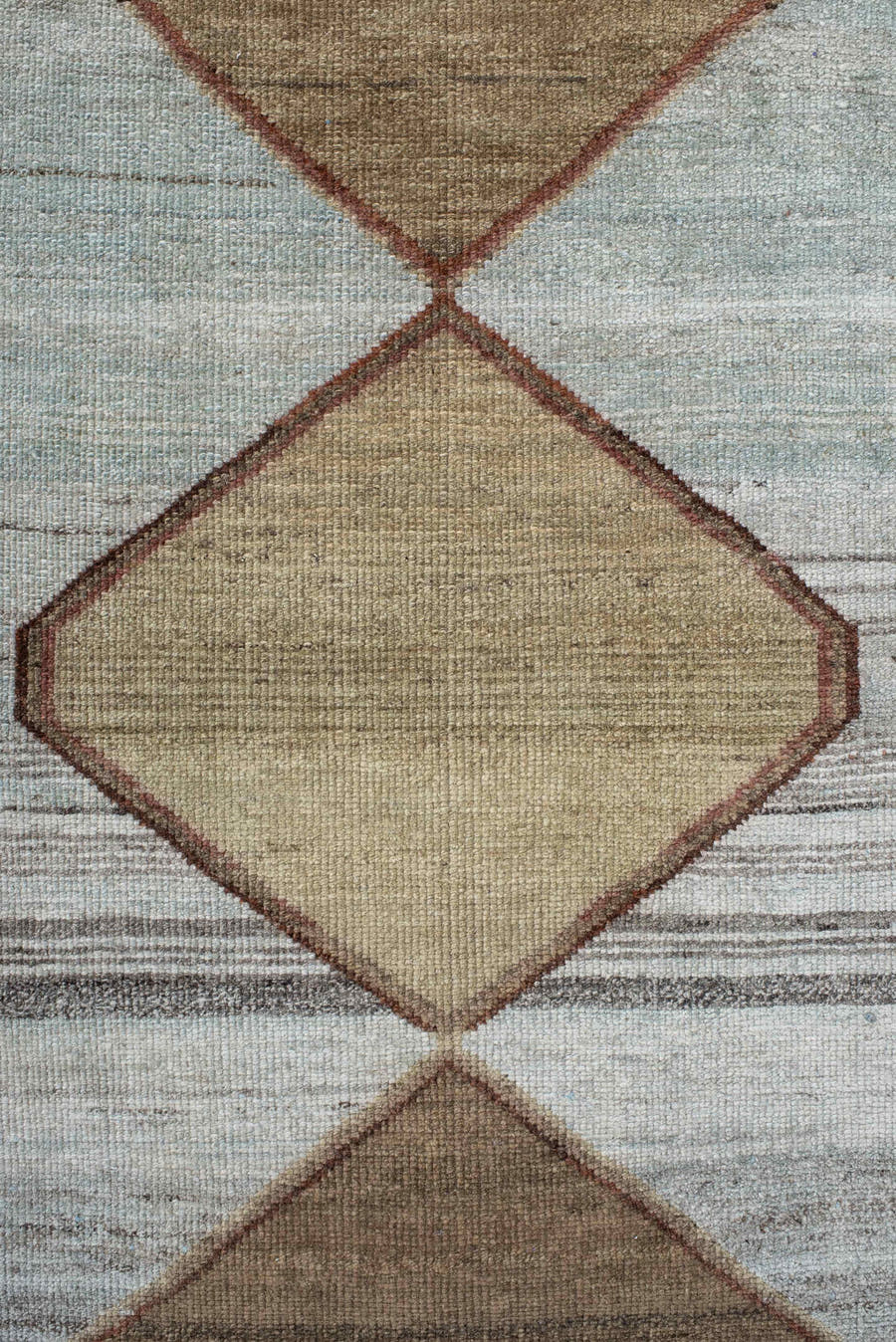 3' x 10' one-of-a-kind handmade antique Gabbe runner rug. Color palette: ivory, taupe, rust, camel, brown, sand, rose, beige