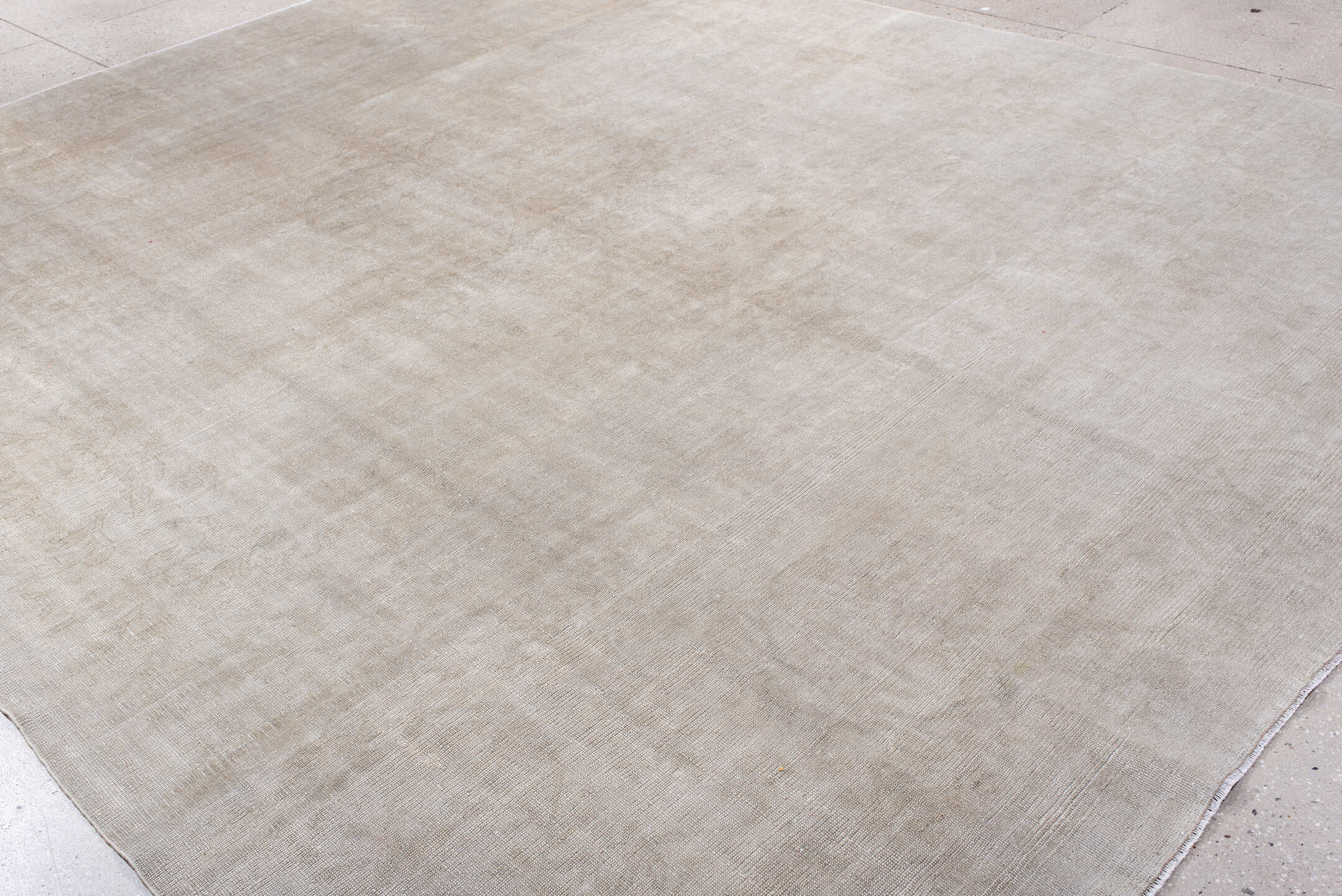 10' x 13' one-of-a-kind handmade vintage Oushak large size rug. Color palette: ivory, taupe, beige, cream, sand, pale gray
