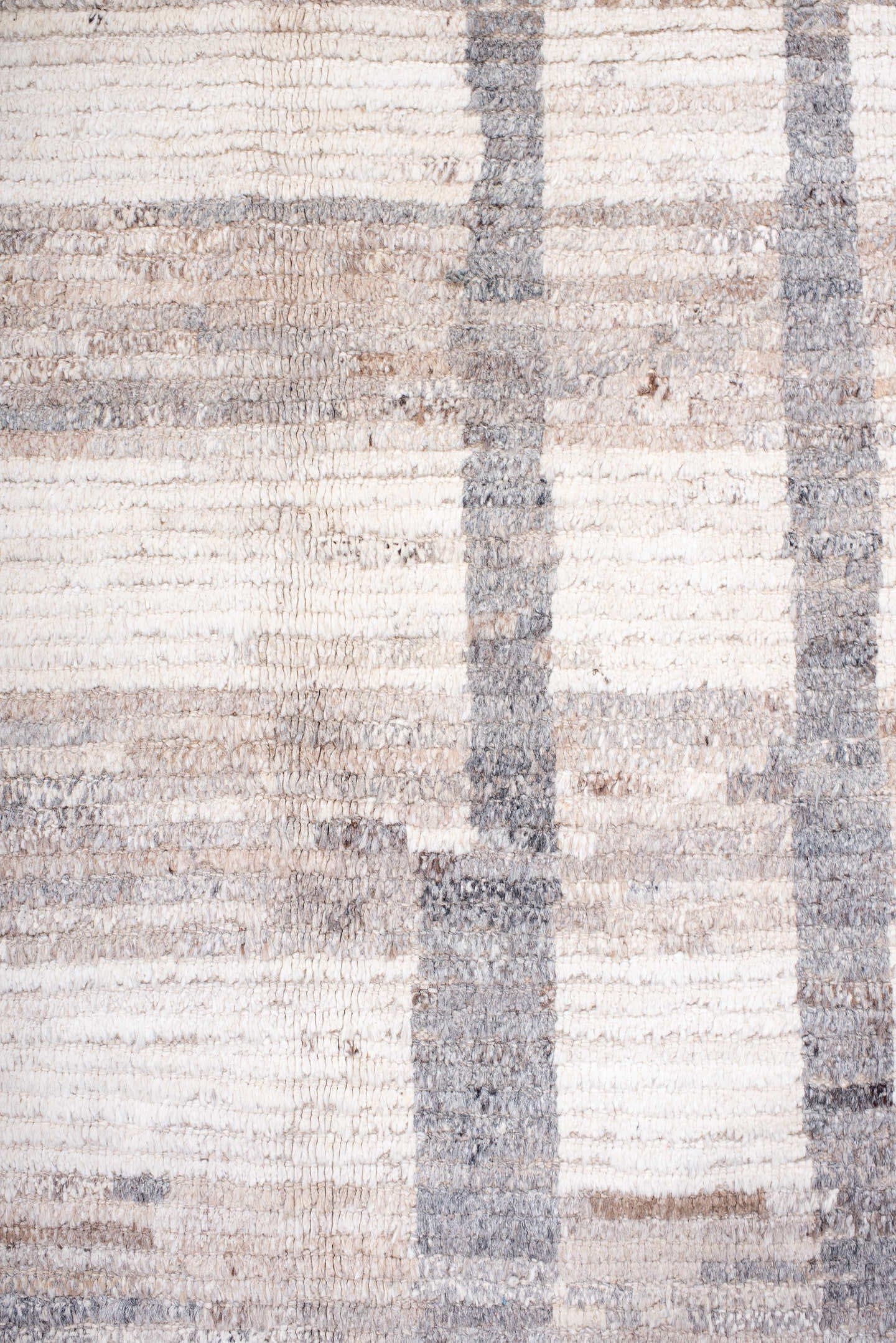 10' x 14' one-of-a-kind handmade vintage Tulu large size rug. Color palette: ivory, taupe, gray, brown, greige, beige