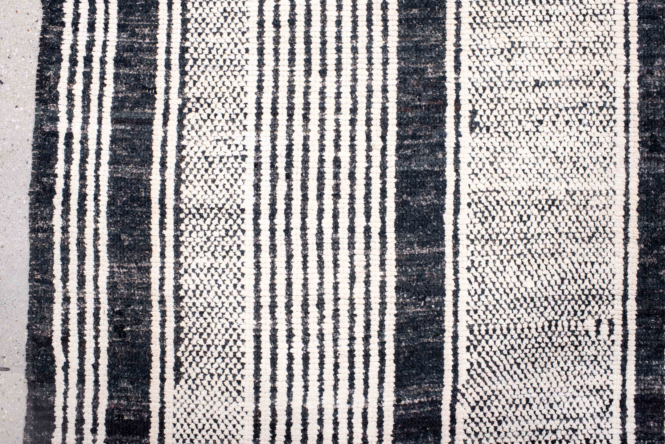 6' x 8' one-of-a-kind handmade vintage Tulu medium size rug. Color palette: black, blue, dark gray, dim gray, gainsboro