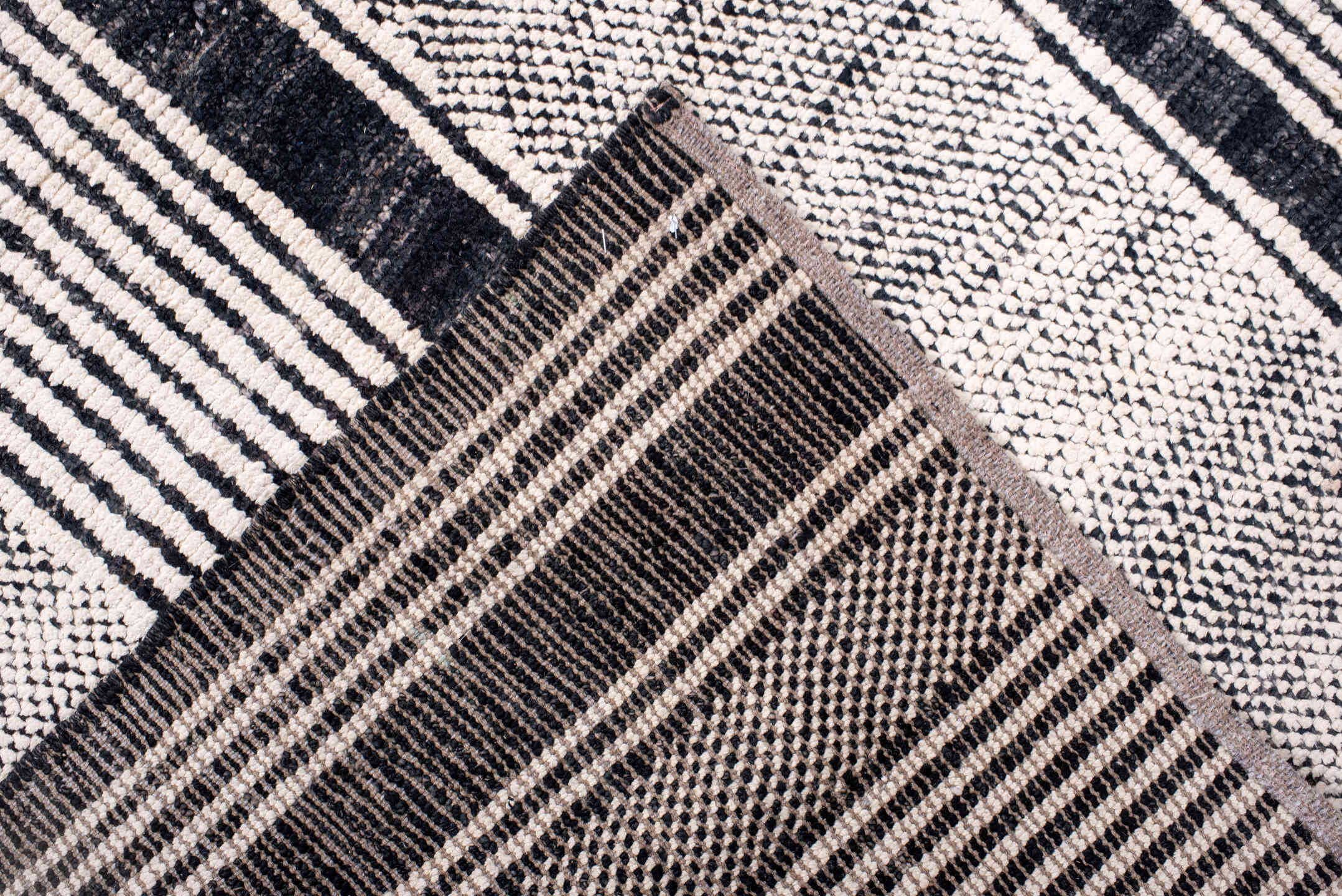 6' x 8' one-of-a-kind handmade vintage Tulu medium size rug. Color palette: black, blue, dark gray, dim gray, gainsboro