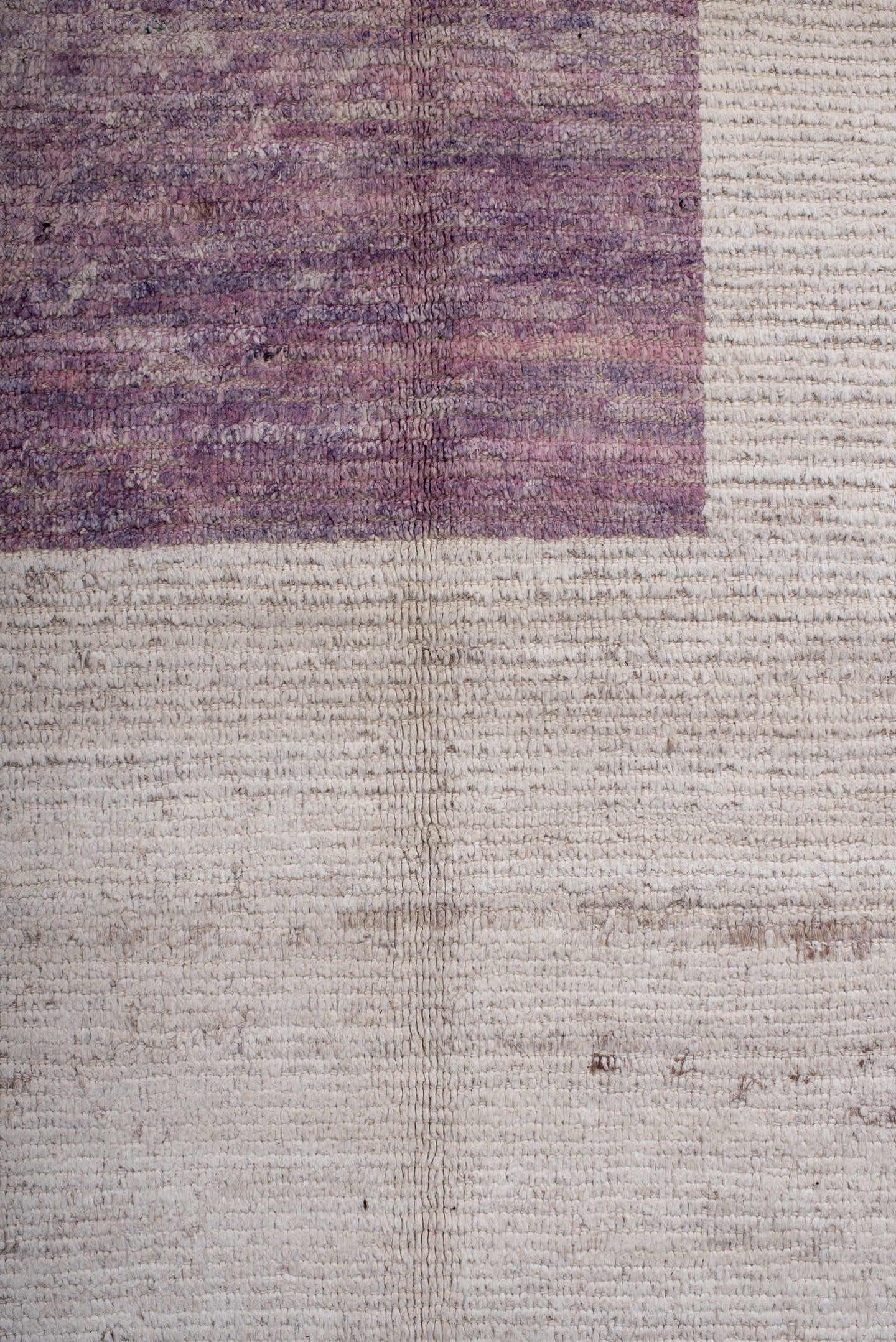 9' x 13' one-of-a-kind handmade vintage Tulu large size rug. Color palette: ivory, charcoal, lavender, pale_gold, peach
