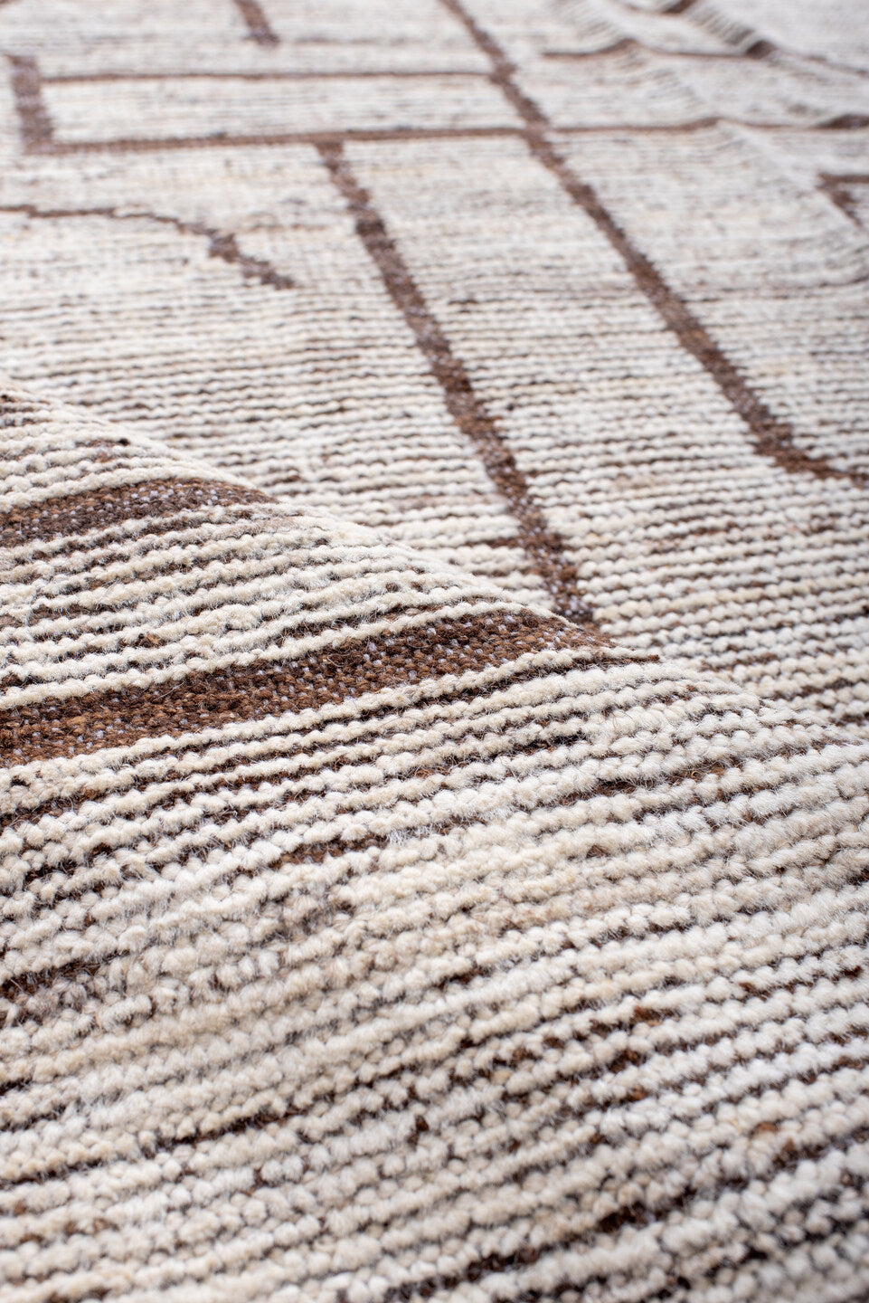 9' x 12' one-of-a-kind handmade vintage Tulu large size rug. Color palette: brown, dark gray, dim gray, gainsboro, gray