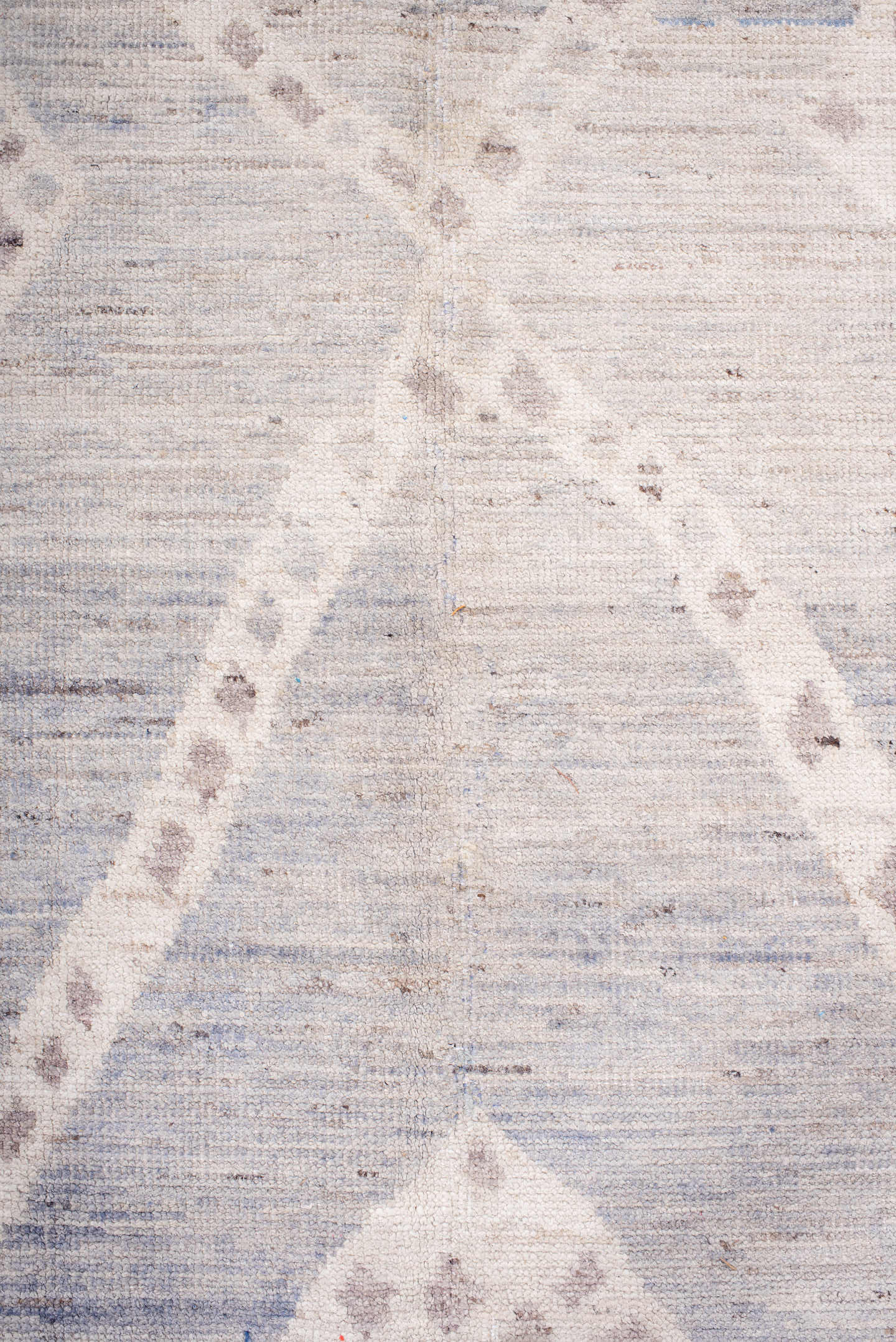 8' x 11' one-of-a-kind handmade vintage Tulu large size rug. Color palette: ivory, pale blue, taupe, cream, light blue