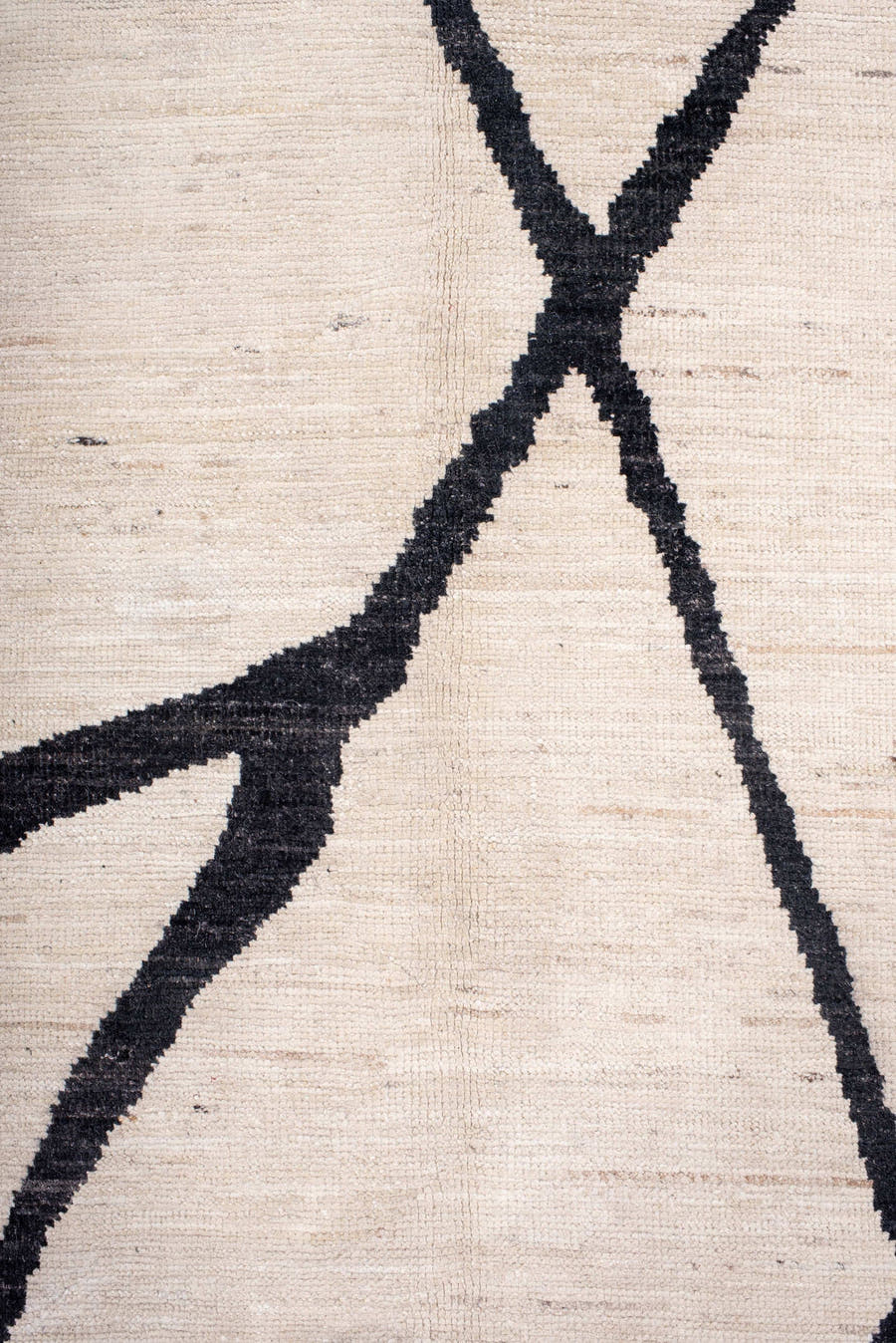 9' x 12' one-of-a-kind handmade vintage Tulu large size rug. Color palette: ivory, charcoal, black, gray