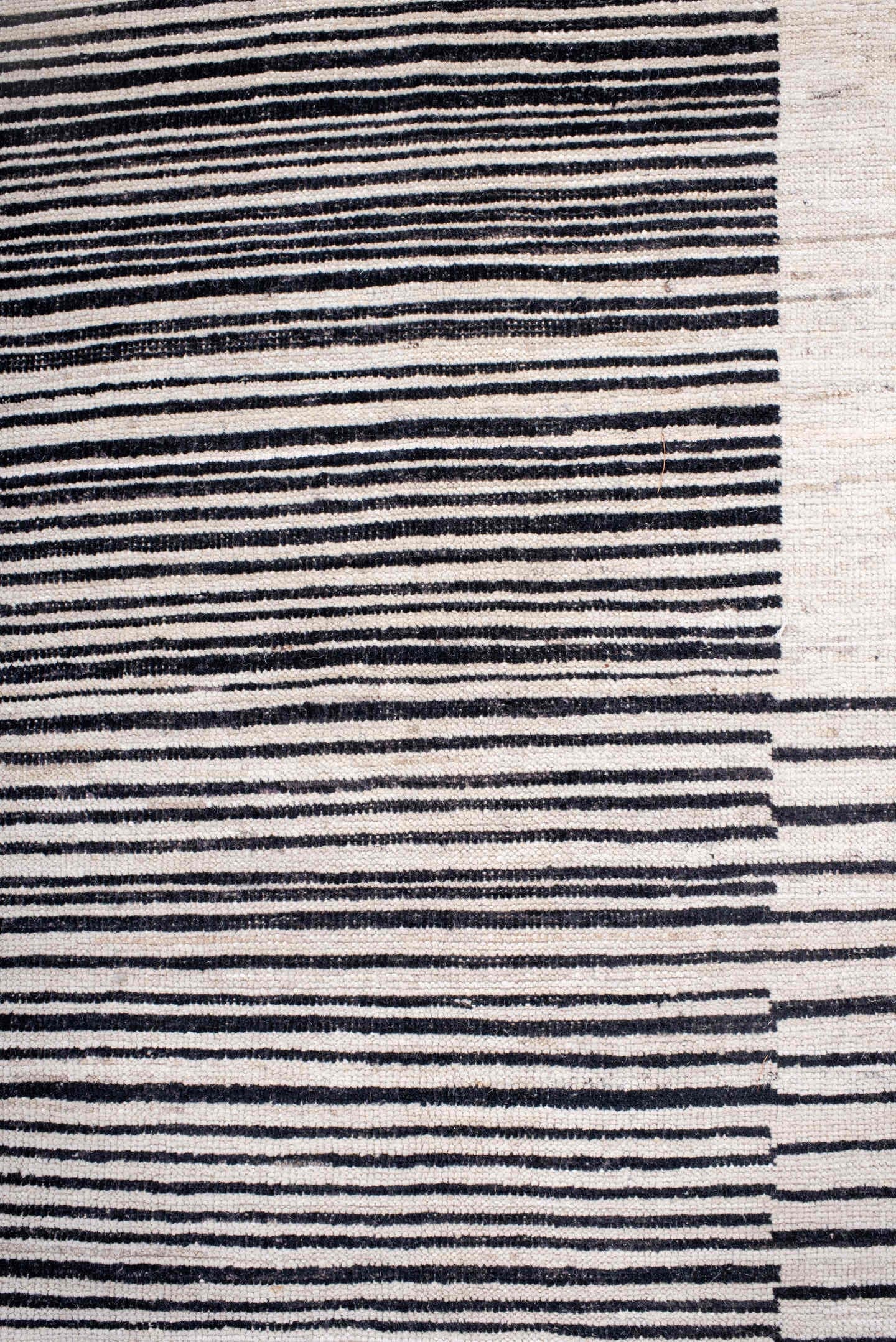 10' x 13' one-of-a-kind handmade vintage Tulu large size rug. Color palette: ivory, charcoal, gray, black