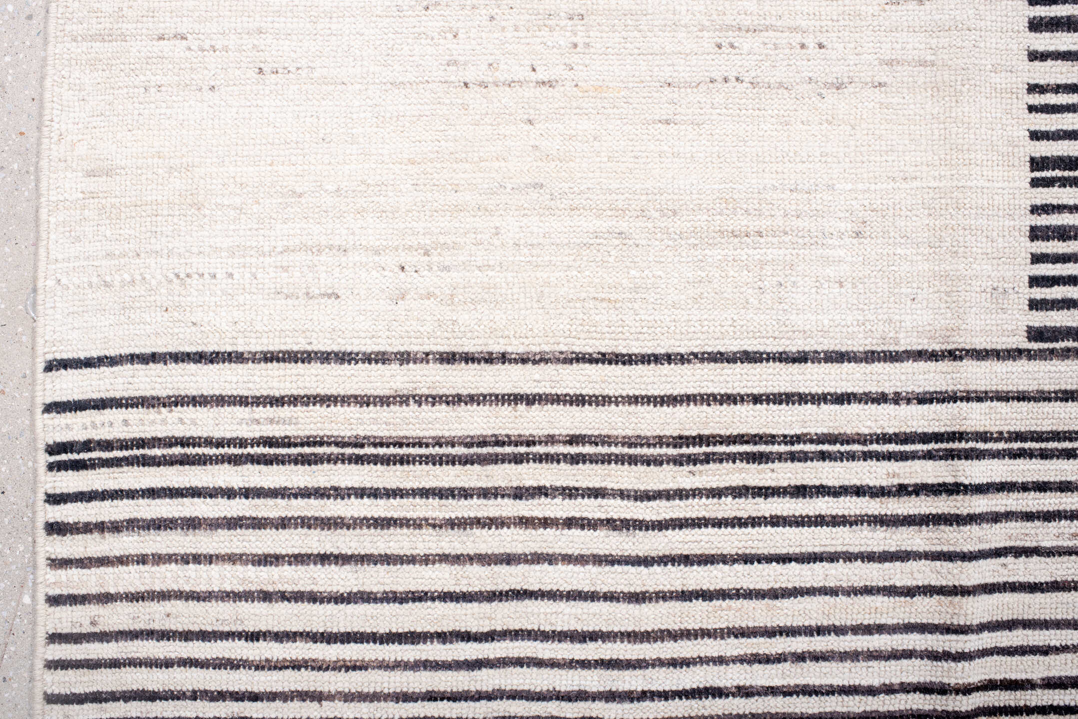 10' x 13' one-of-a-kind handmade vintage Tulu large size rug. Color palette: ivory, charcoal, gray, black