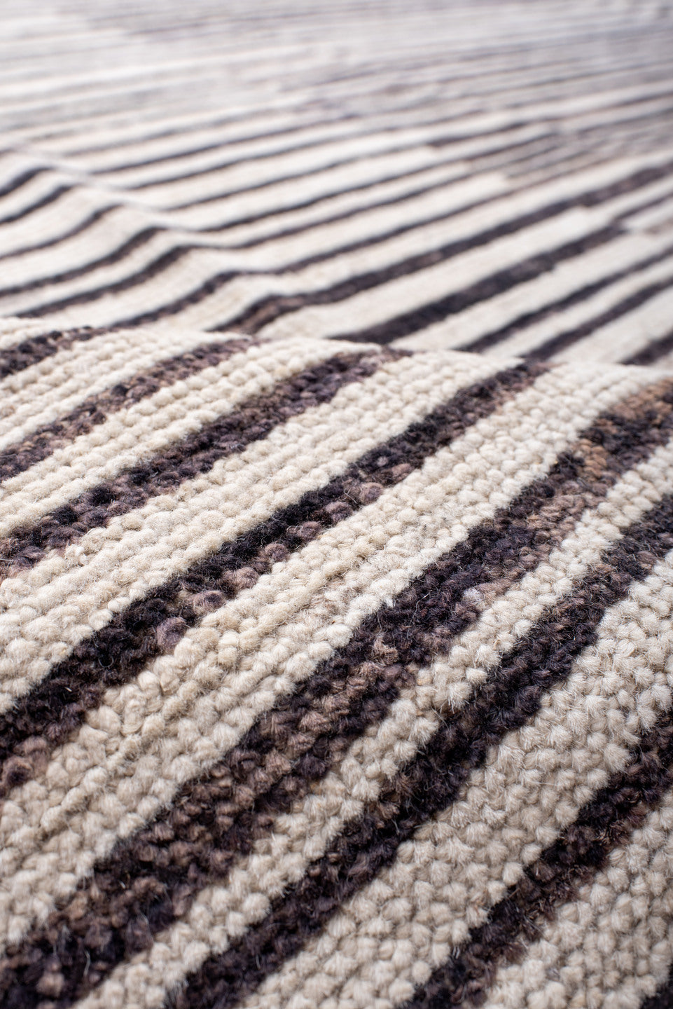 10' x 13' one-of-a-kind handmade vintage Tulu large size rug. Color palette: ivory, charcoal, gray, black