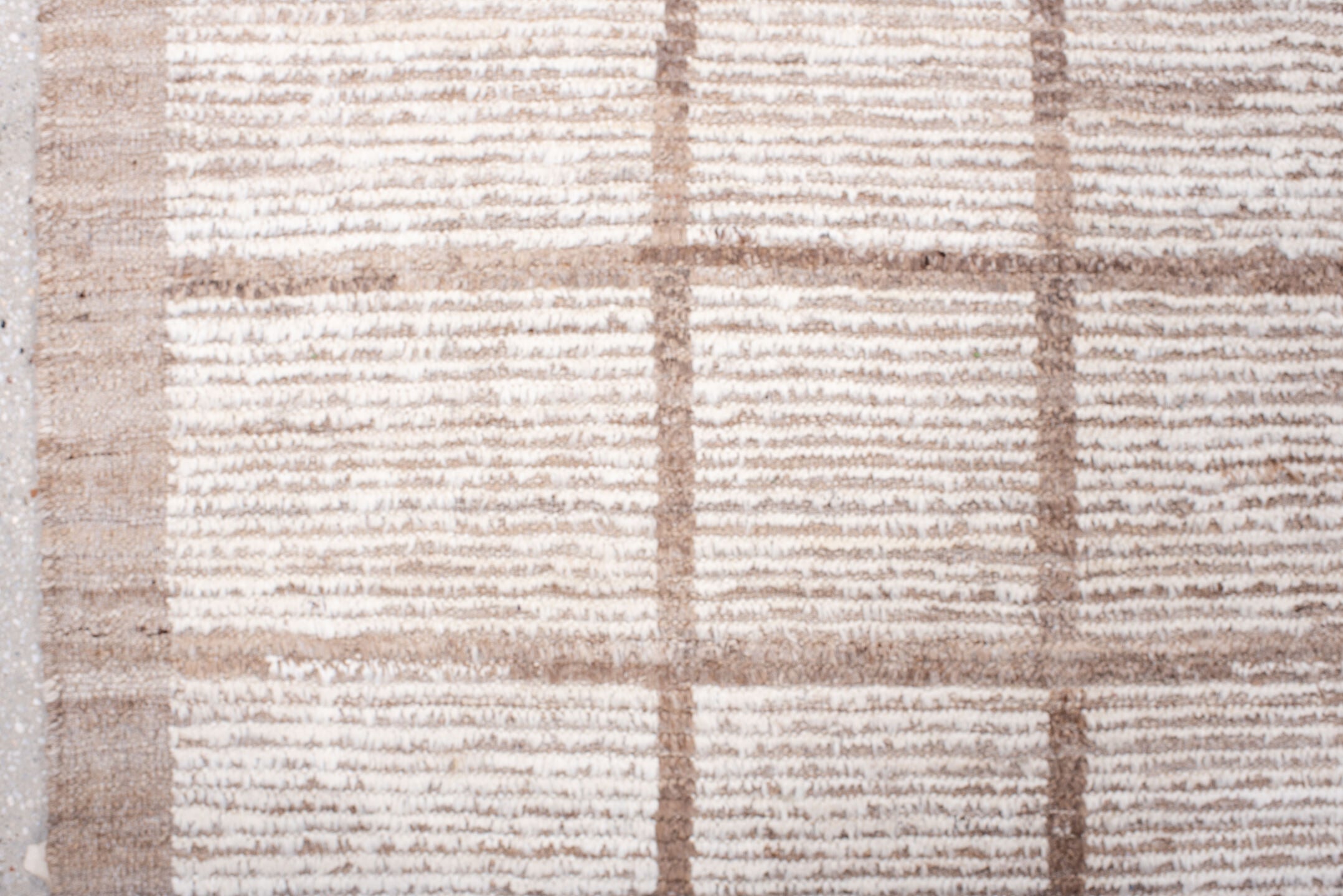 8' x 10' one-of-a-kind handmade vintage Tulu large size rug. Color palette: ivory, taupe, beige, camel, brown, gray