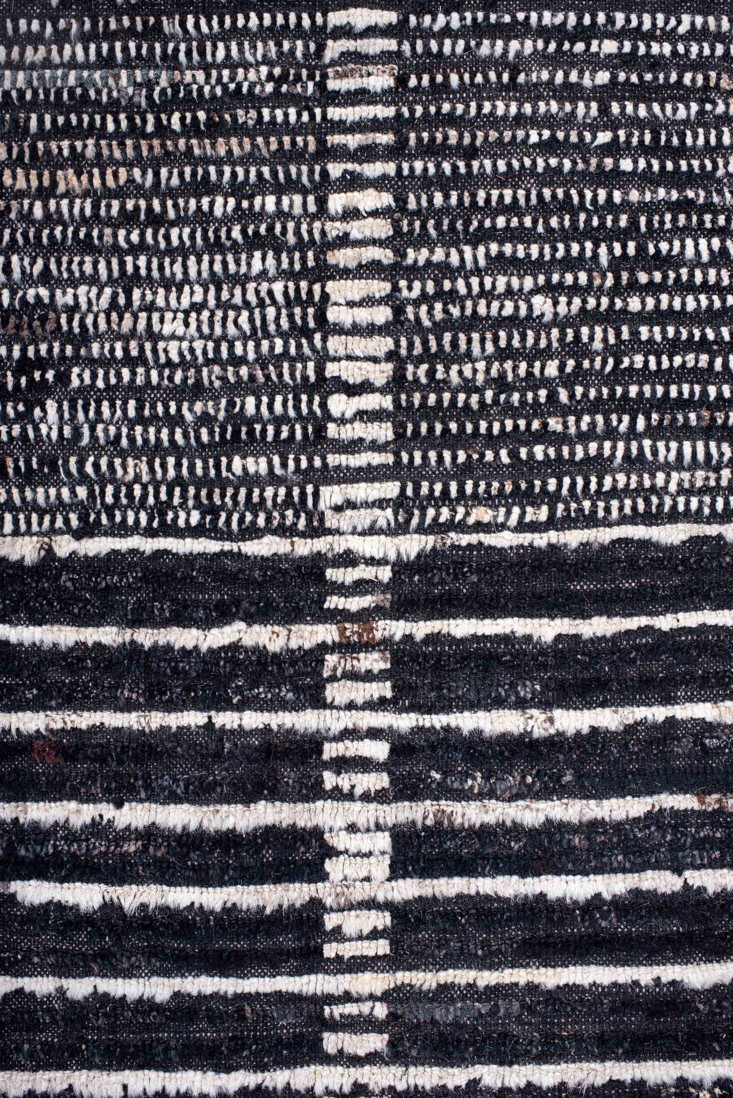 13' x 19' one-of-a-kind handmade vintage Tulu oversize rug. Color palette: charcoal, ivory, slate, black, gray
