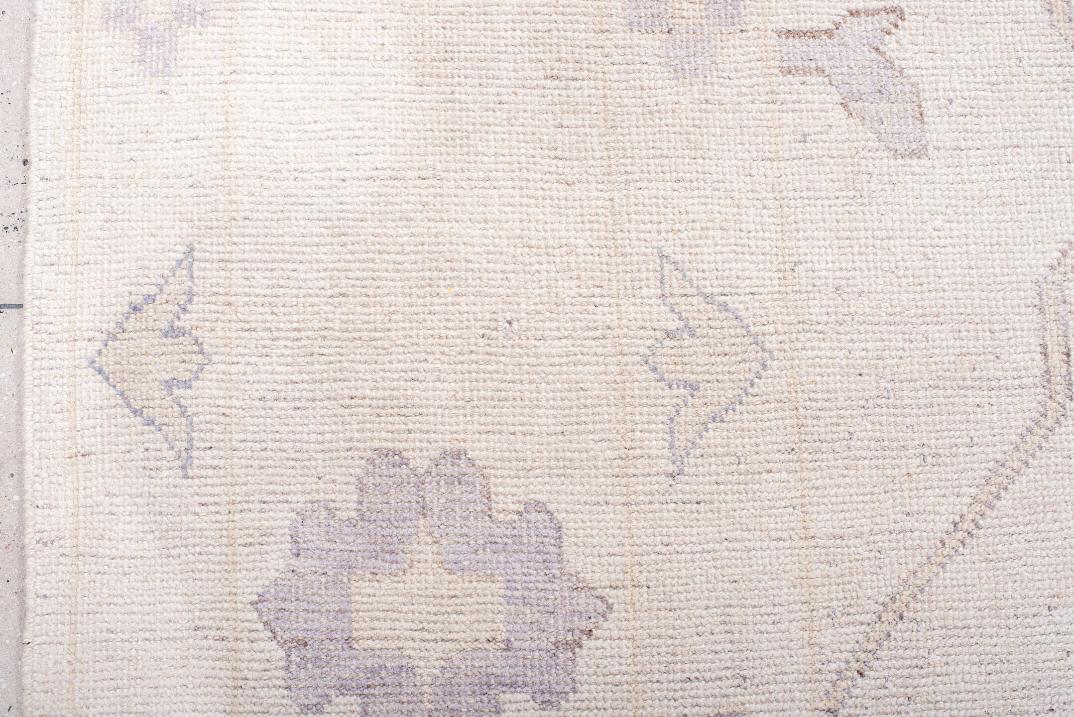 13' x 19' one-of-a-kind handmade vintage Oushak oversize rug. Color palette: ivory, lavender, cream, pale gold, beige, taupe