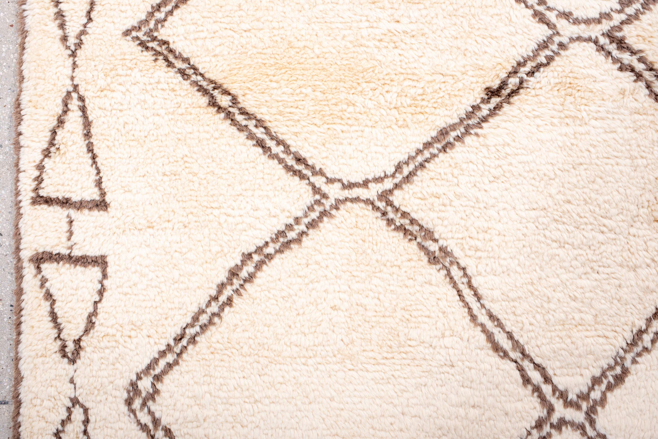 8' x 10' one-of-a-kind handmade vintage Moroccan large size rug. Color palette: ivory, brown, cream, taupe, beige, gray