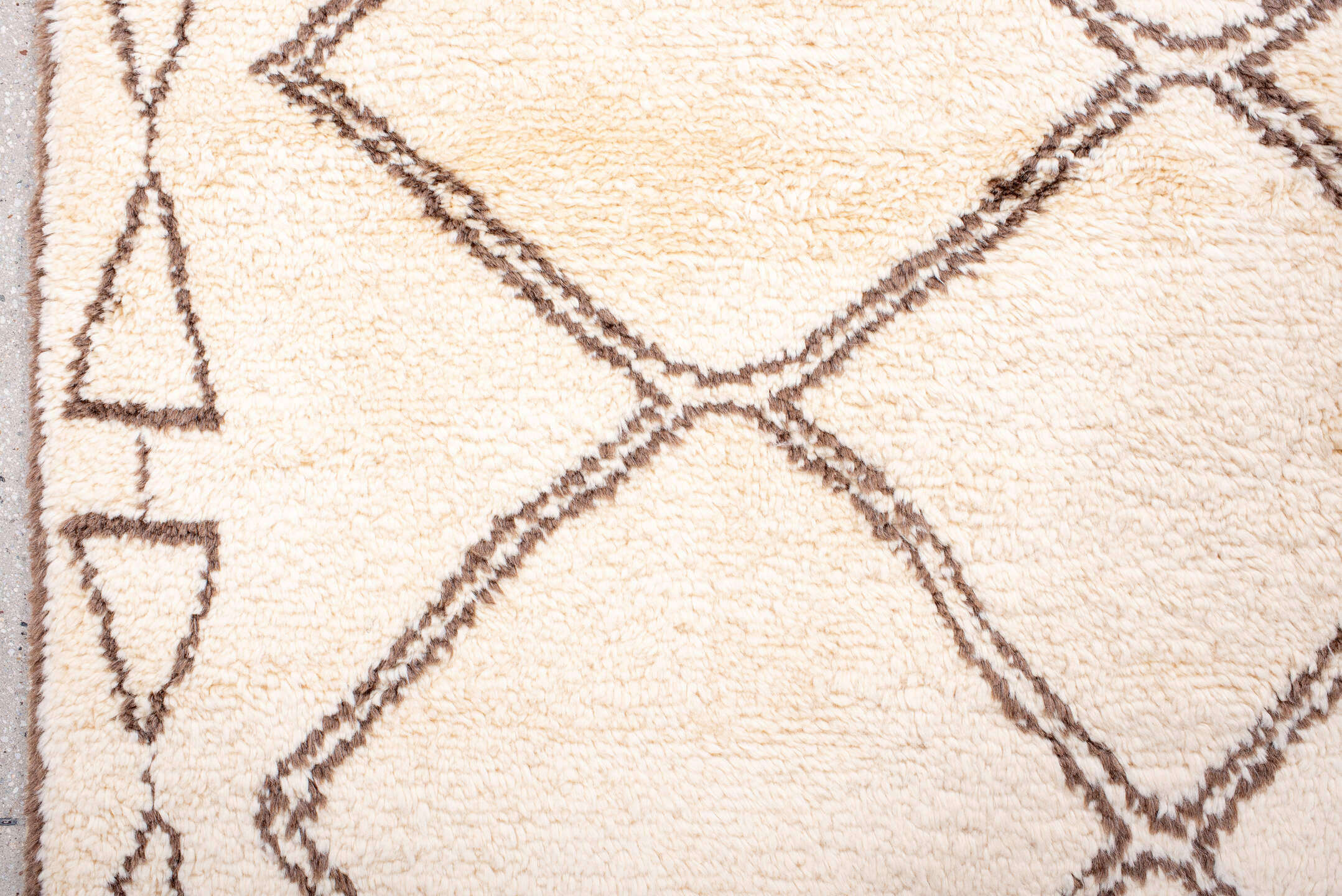 8' x 10' one-of-a-kind handmade vintage Moroccan large size rug. Color palette: ivory, brown, cream, taupe, beige, gray