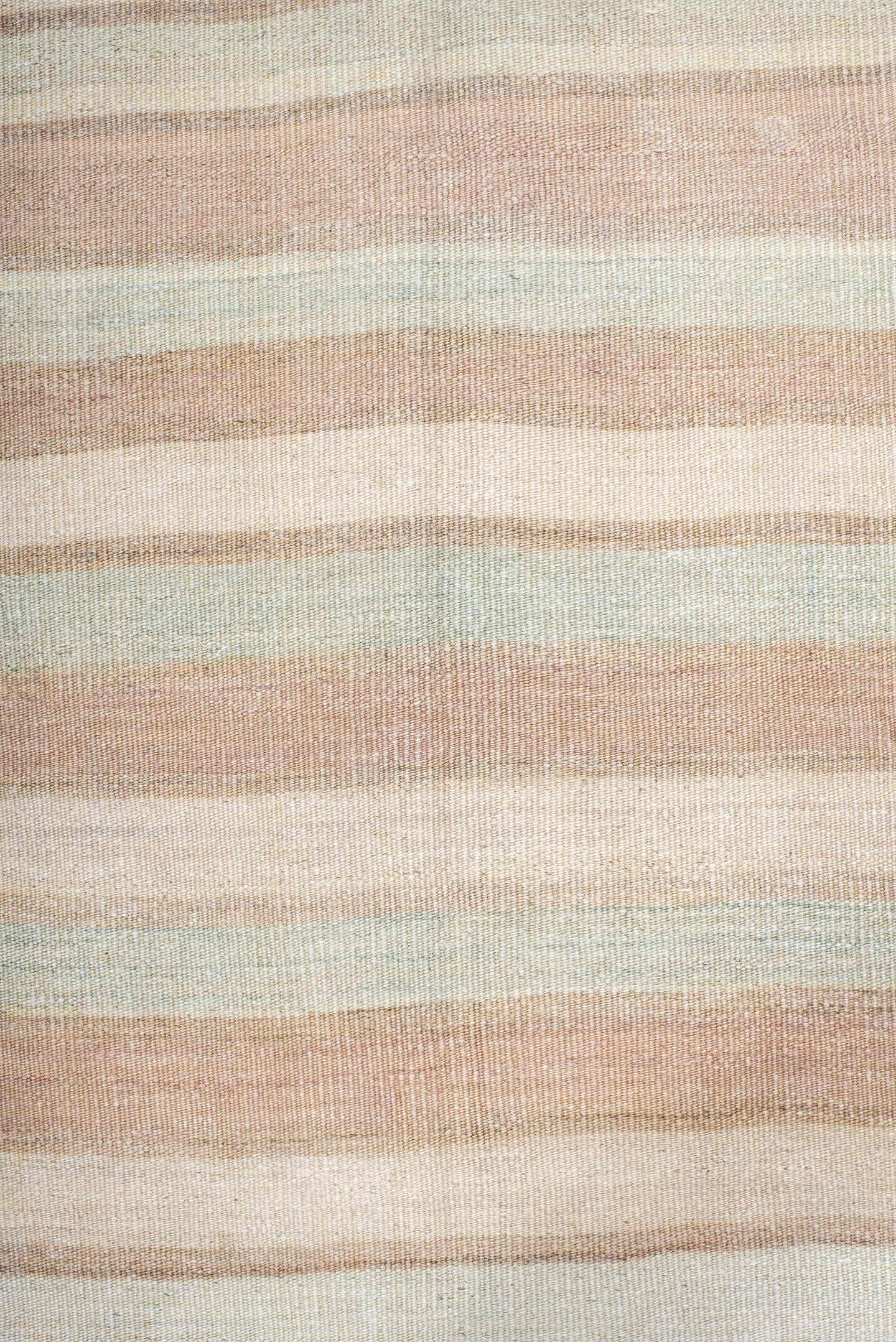 4' x 10' one-of-a-kind handmade vintage Kilim runner rug. Color palette: ivory, blush, beige, taupe, pink, gray