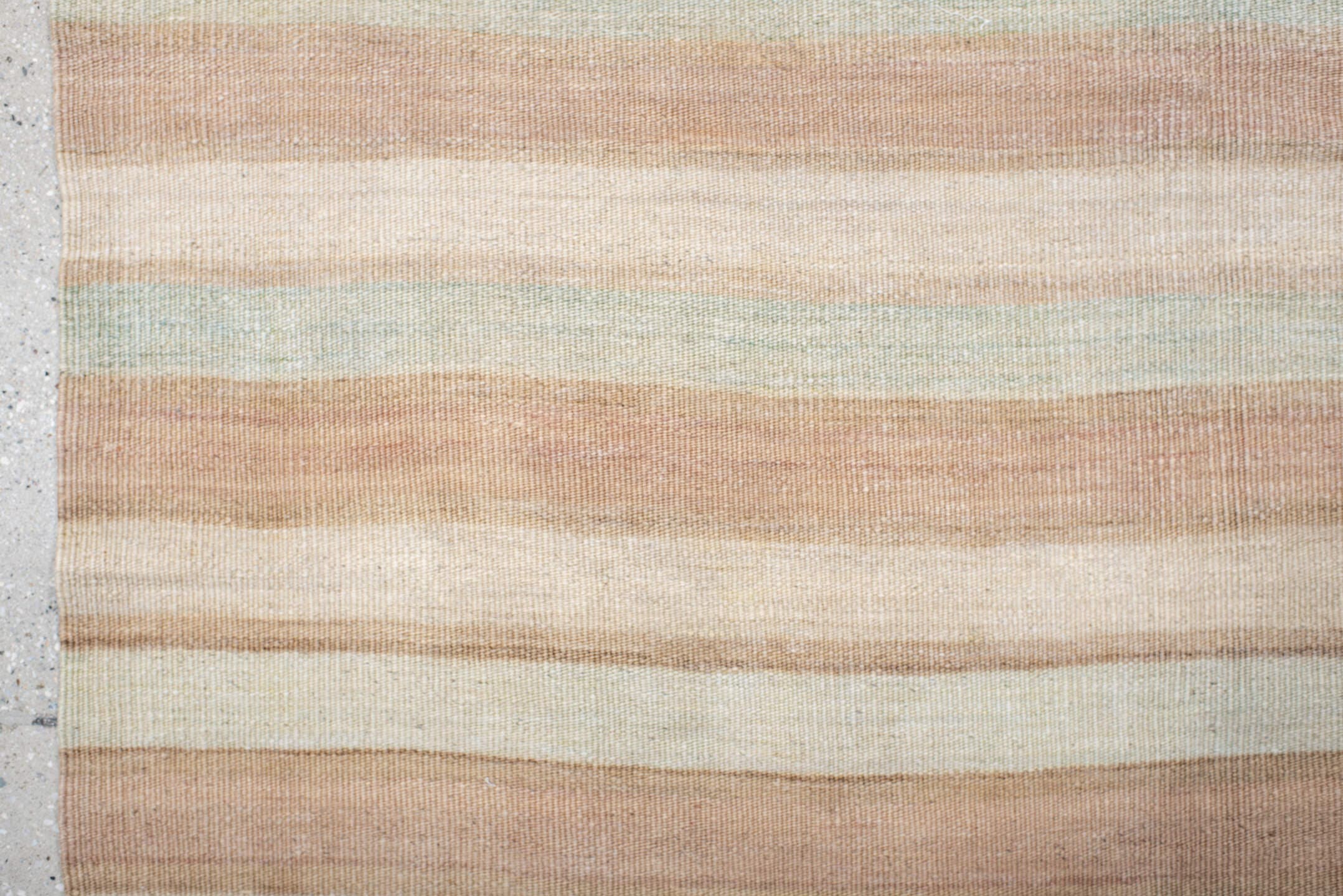 4' x 10' one-of-a-kind handmade vintage Kilim runner rug. Color palette: ivory, blush, beige, taupe, pink, gray