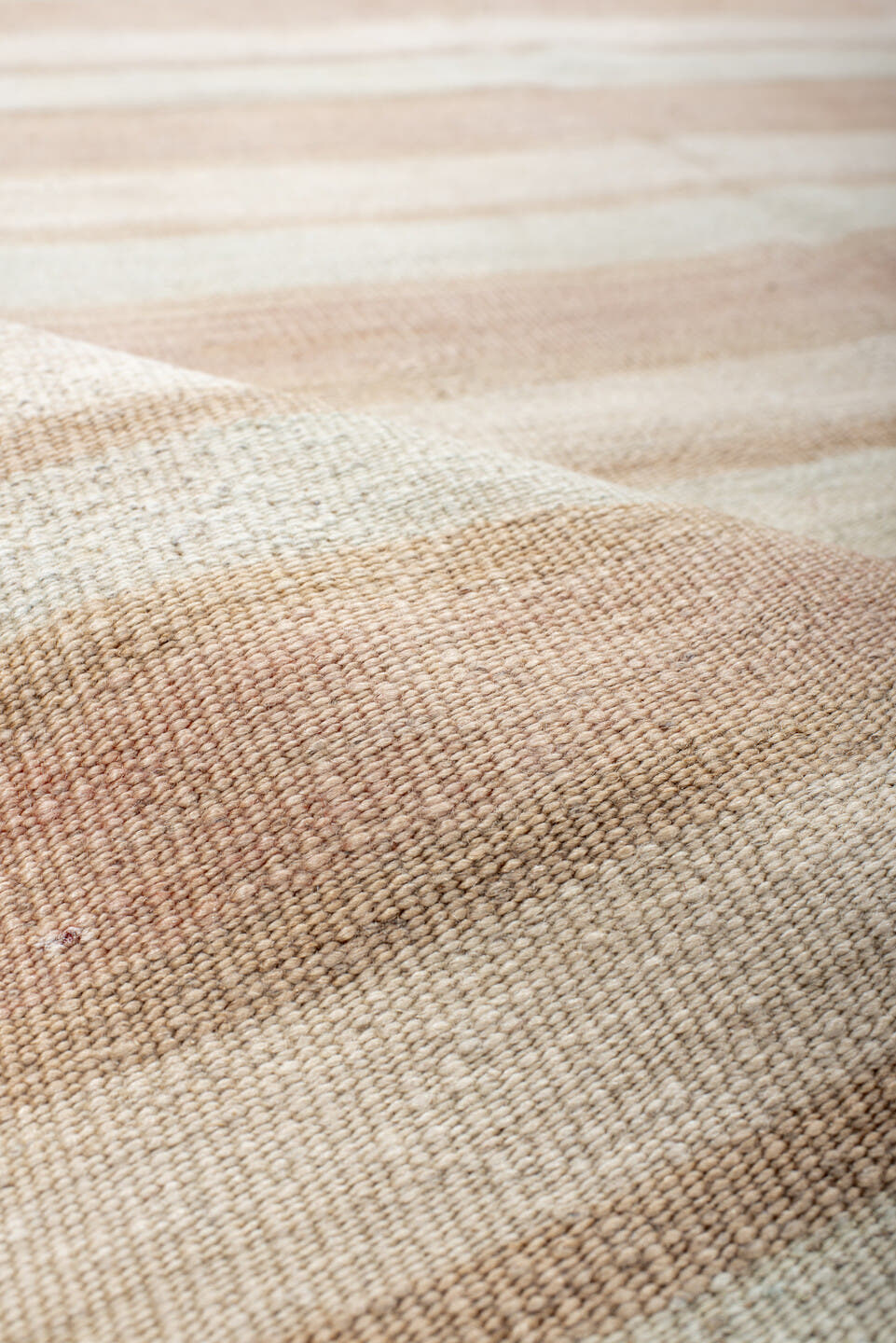 4' x 10' one-of-a-kind handmade vintage Kilim runner rug. Color palette: ivory, blush, beige, taupe, pink, gray