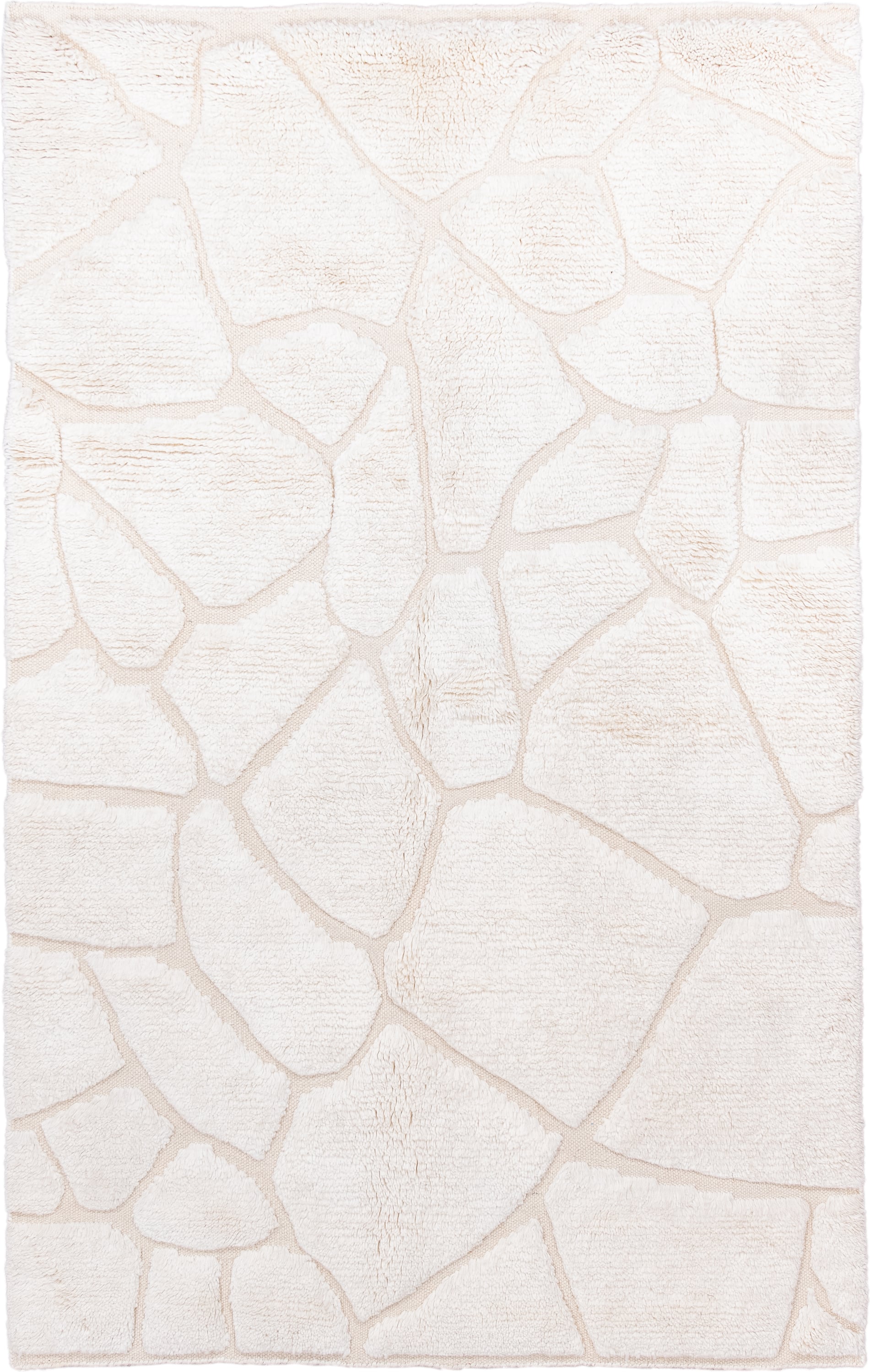 5' x 8' one-of-a-kind handmade vintage Moroccan medium size rug. Color palette: ivory, cream, beige