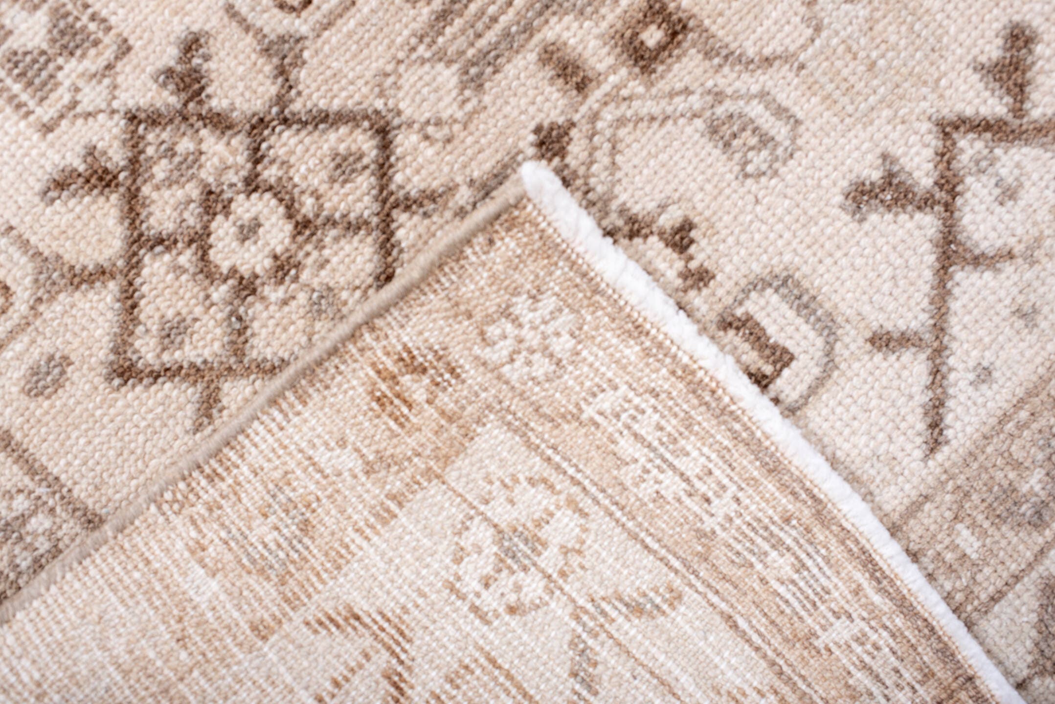 3' x 9' one-of-a-kind handmade antique Hamadan runner rug. Color palette: ivory, taupe, camel, beige, light brown, gray