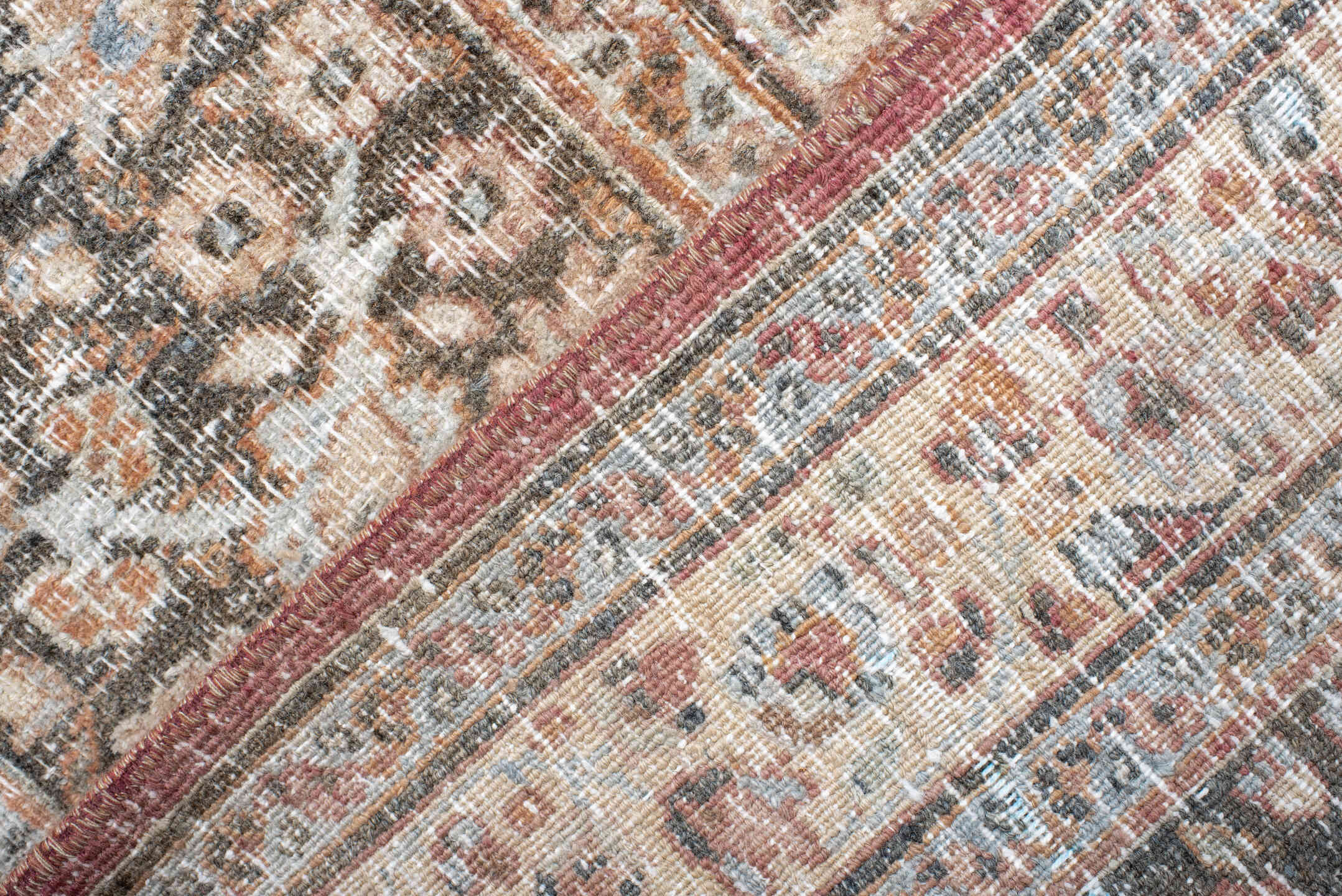 10' x 13' one-of-a-kind handmade vintage Khorassan large size rug. Color palette: light gray, off-white, gray, pink, brown