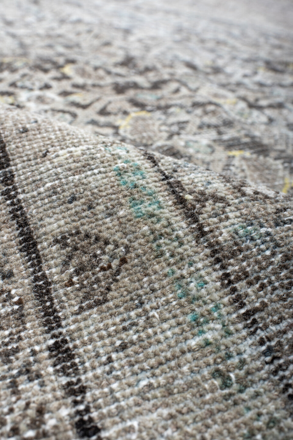 10' x 13' one-of-a-kind handmade antique Mahal large size rug. Color palette: taupe, ivory, gray, charcoal, gold, beige