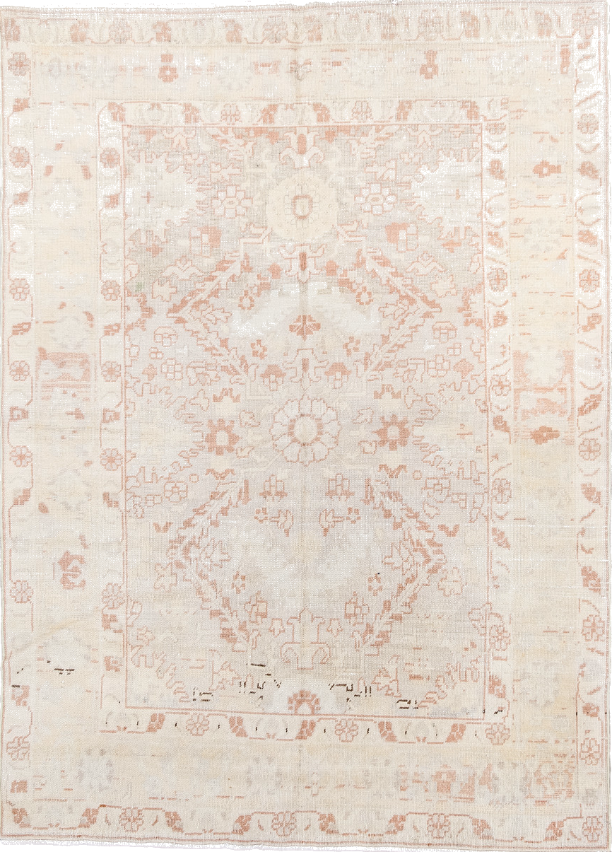 4' x 6' one-of-a-kind handmade vintage Anatolian small size rug. Color palette: brown, gainsboro, gray, light gray, linen