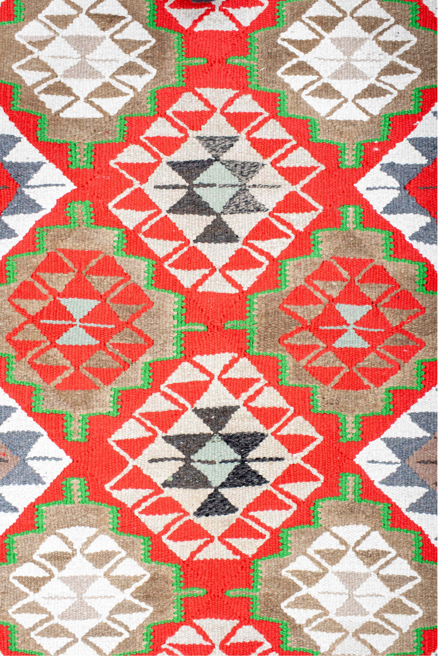 3' x 13' one-of-a-kind handmade vintage Kilim runner rug. Color palette: ivory, red, taupe, green, gray, sky_blue, beige