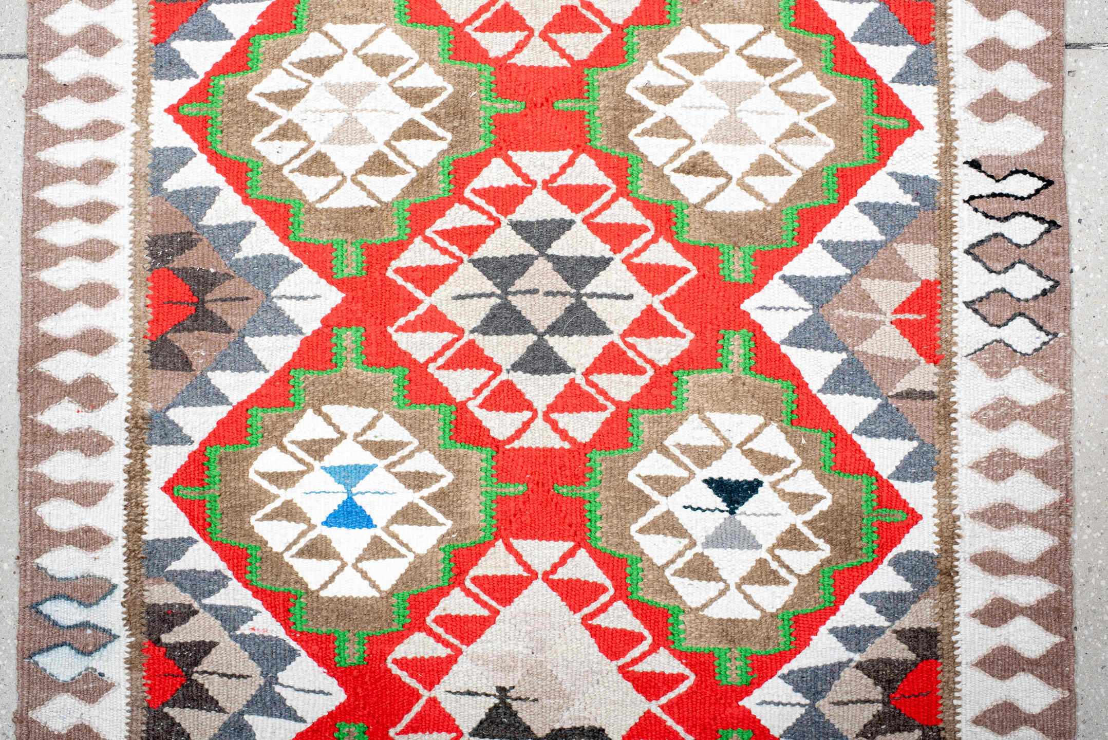 3' x 13' one-of-a-kind handmade vintage Kilim runner rug. Color palette: ivory, red, taupe, green, gray, sky_blue, beige