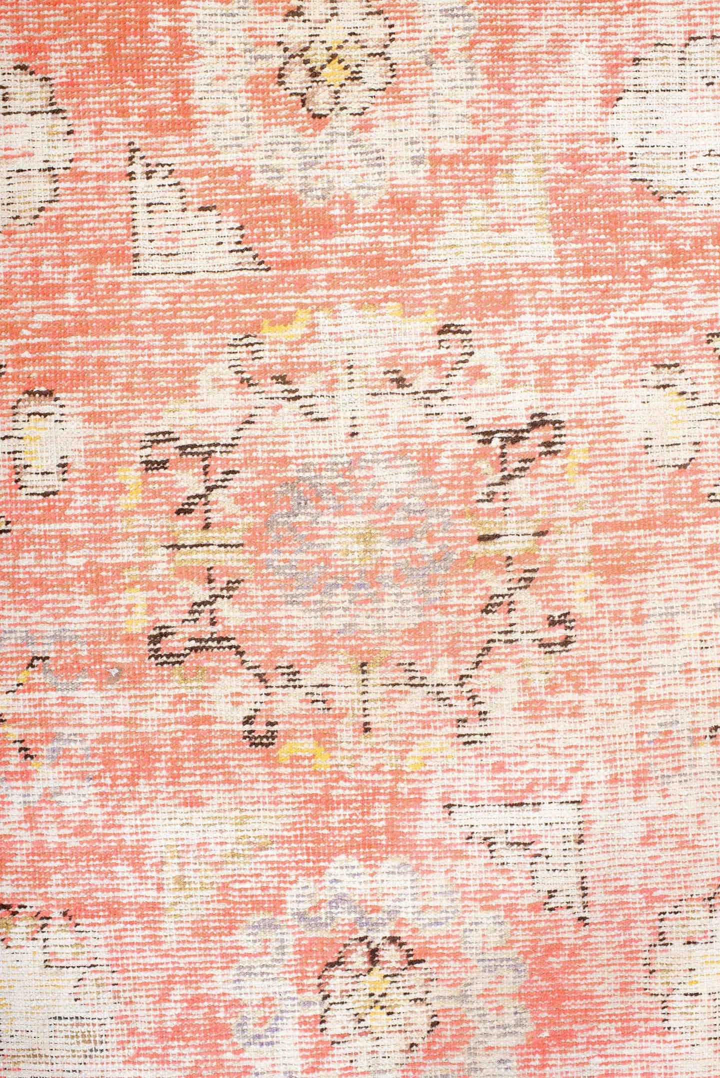 3' x 7' one-of-a-kind handmade antique Khotan rug. Color palette: ivory, coral, peach, taupe, brown, gold, charcoal