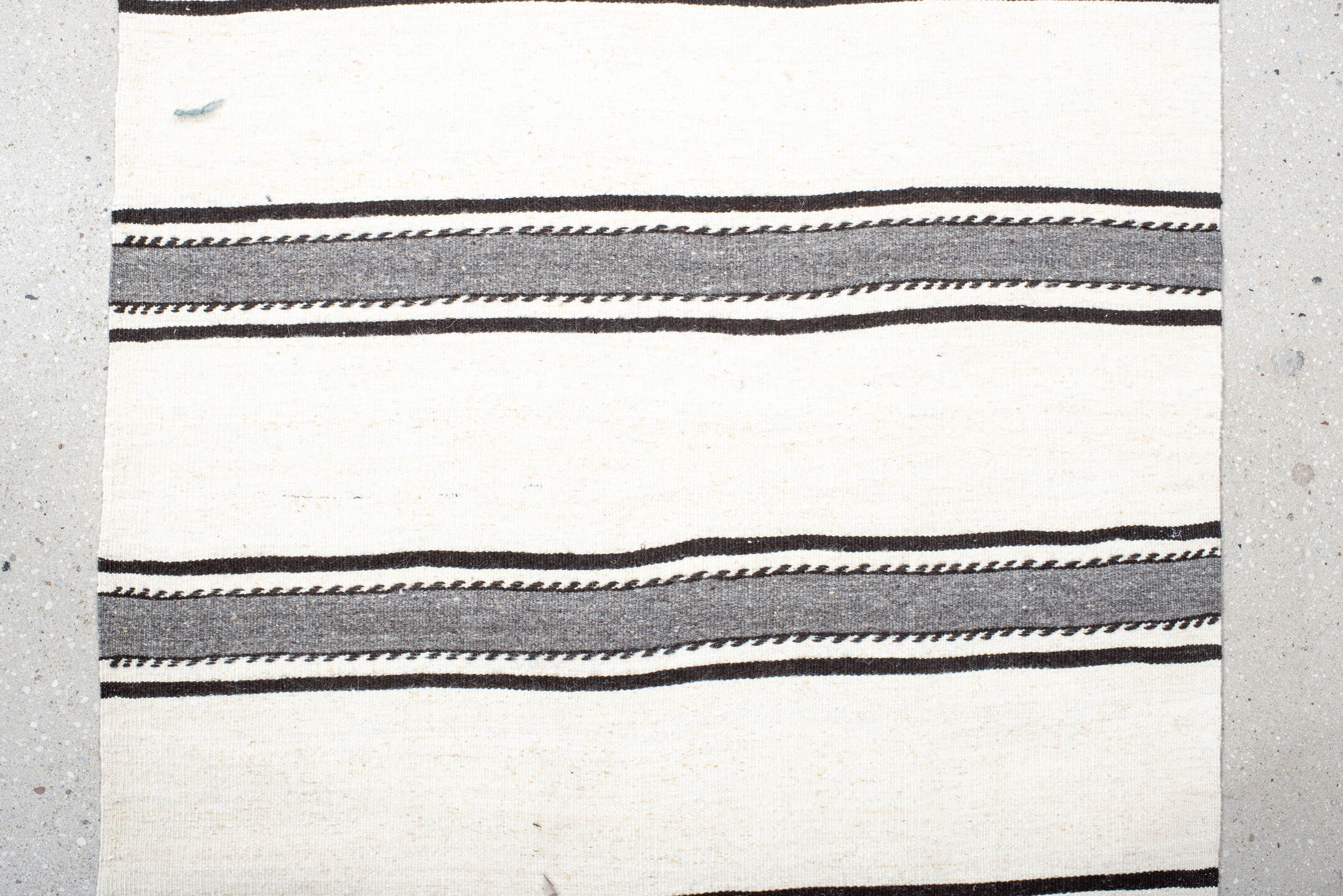 2' x 22' one-of-a-kind handmade antique Kilim runner rug. Color palette: ivory, charcoal, brown, gray, black