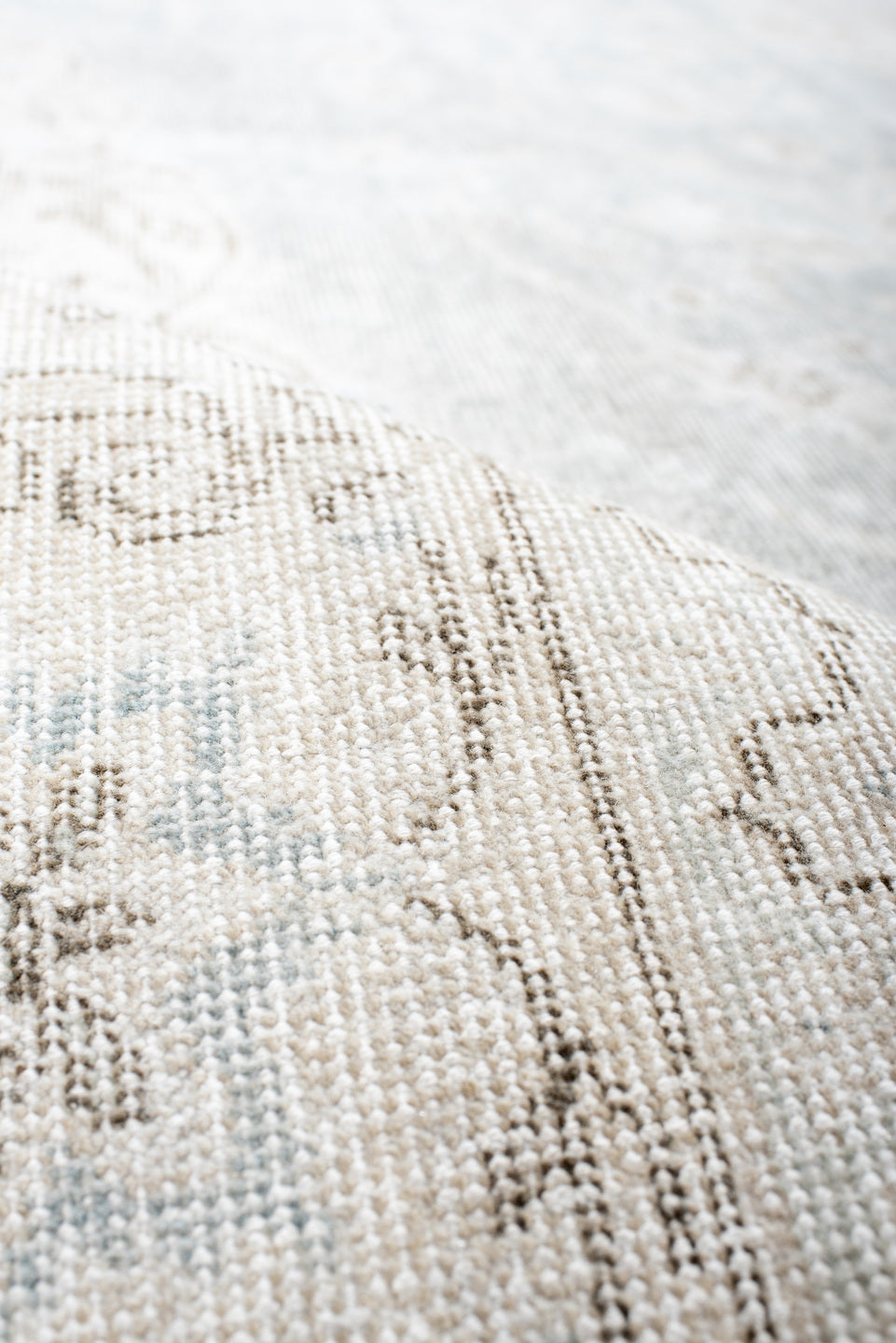 9' x 13' one-of-a-kind handmade antique Sparta large size rug. Color palette: ivory, pale blue, beige, cream, taupe