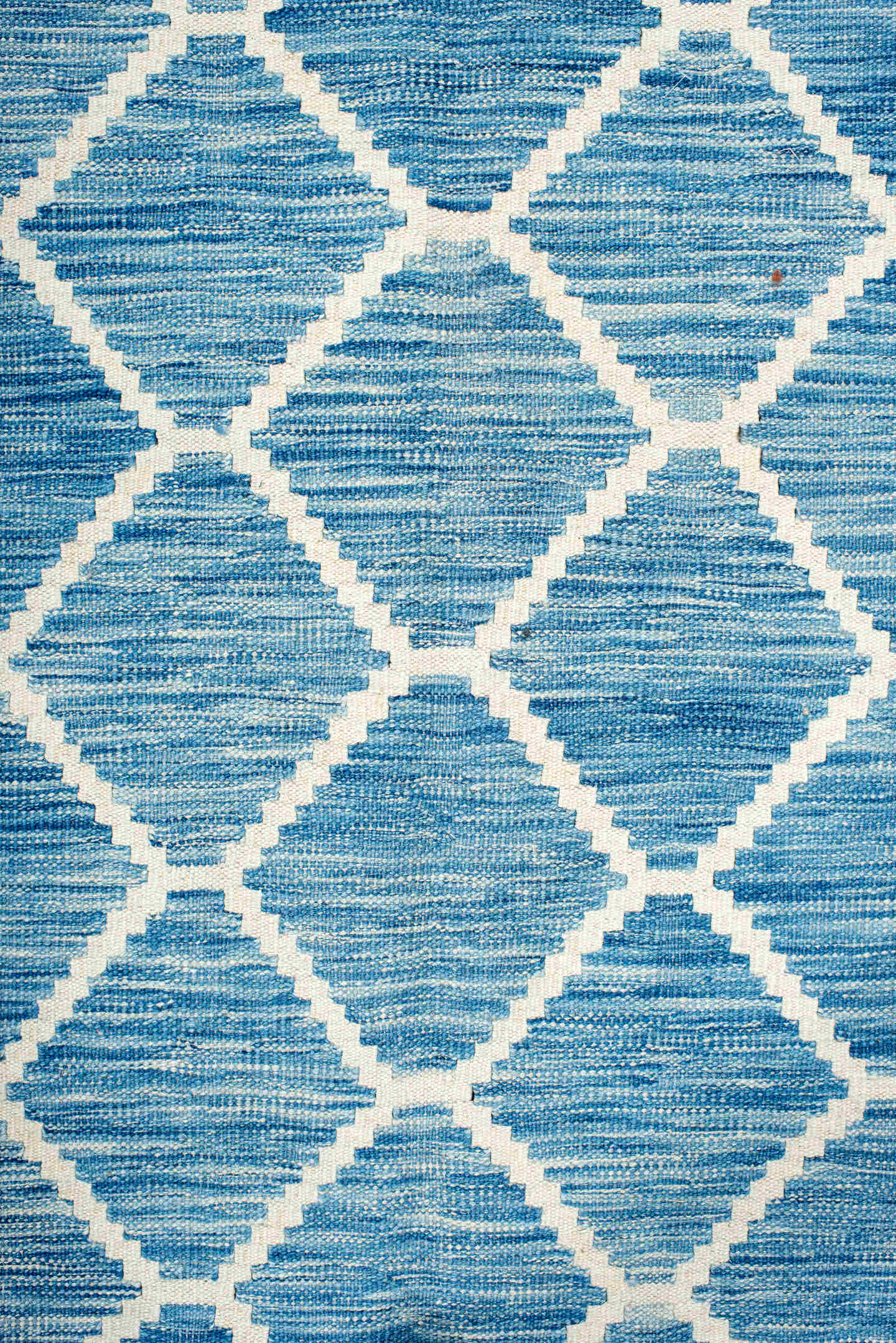 10' x 13' one-of-a-kind handmade vintage Kilim large size rug. Color palette: sky blue, ivory, aqua, light blue, teal