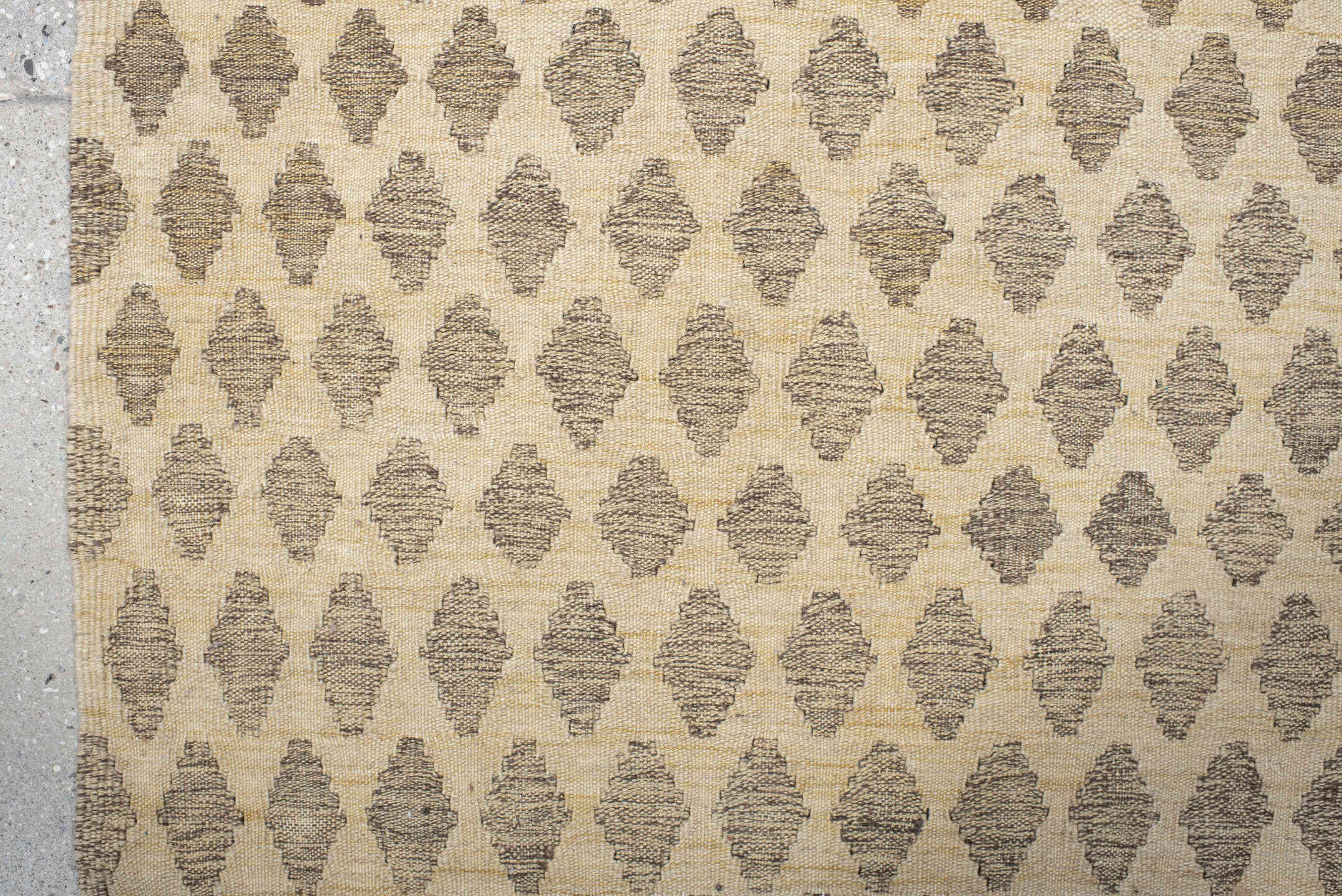 3' x 5' one-of-a-kind handmade vintage Kilim small size rug. Color palette: ivory, taupe, beige, gray
