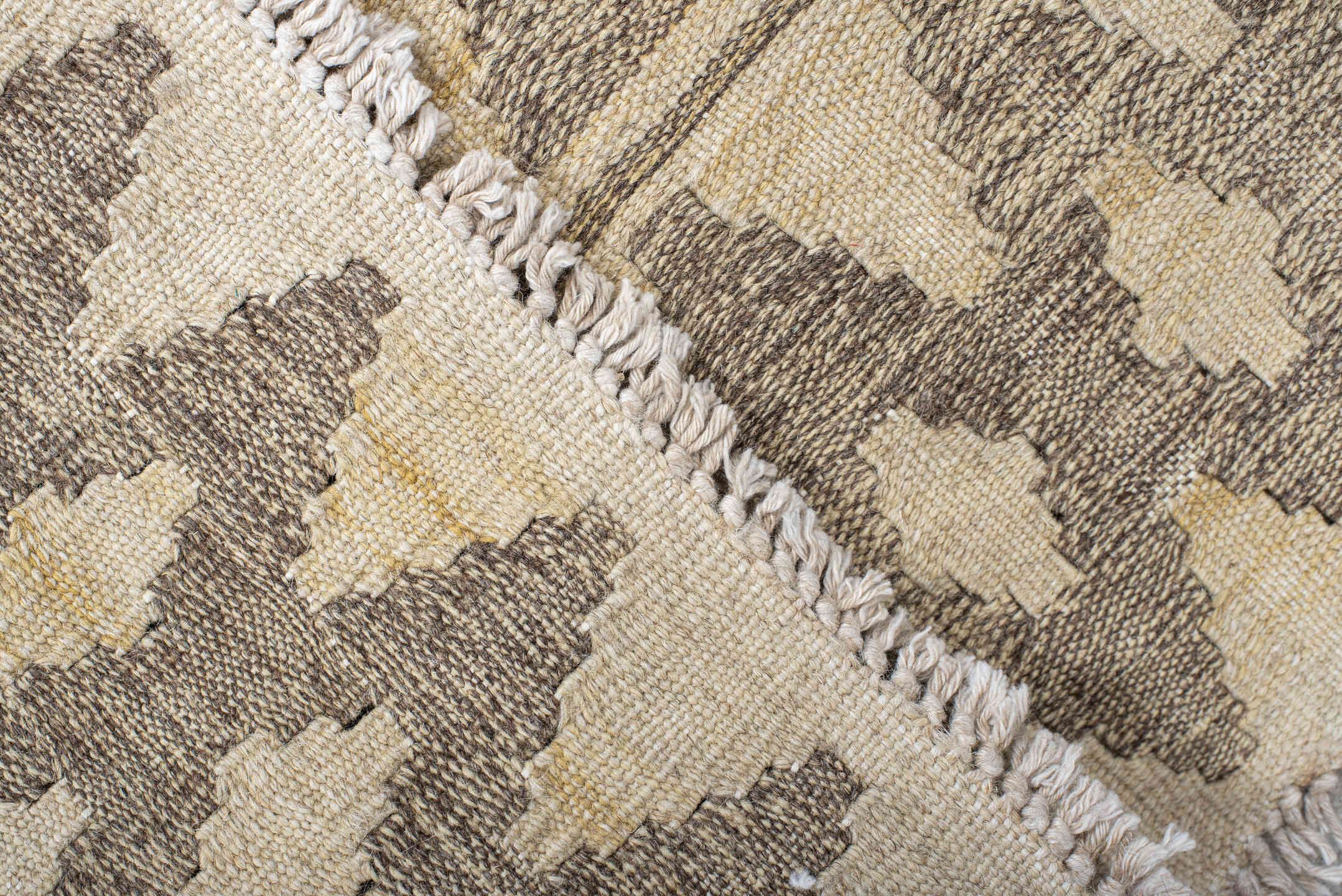 3' x 5' one-of-a-kind handmade vintage Kilim small size rug. Color palette: ivory, taupe, beige, gray