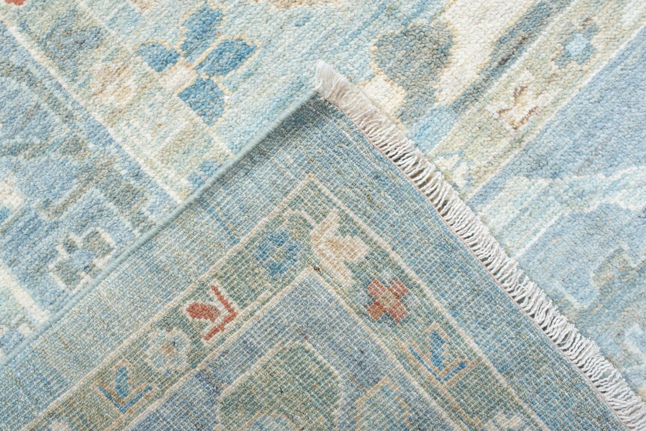 10' x 11' one-of-a-kind handmade vintage Sultanabad large size rug. Color palette: blue, brown, gray, light blue, light gray