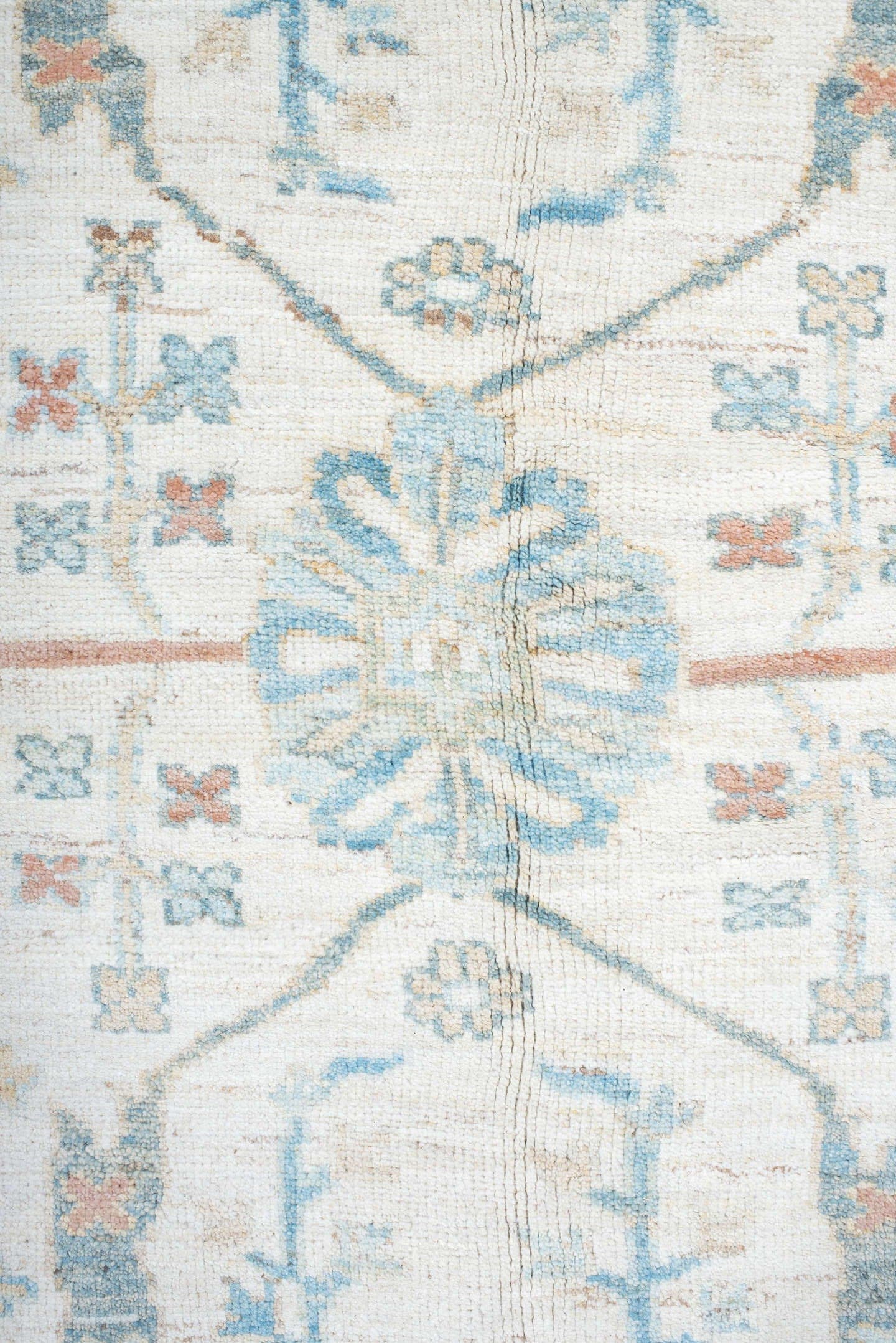 12' x 15' one-of-a-kind handmade vintage Sultanabad oversize rug. Color palette: ivory, sky_blue, aqua, taupe, coral, beige