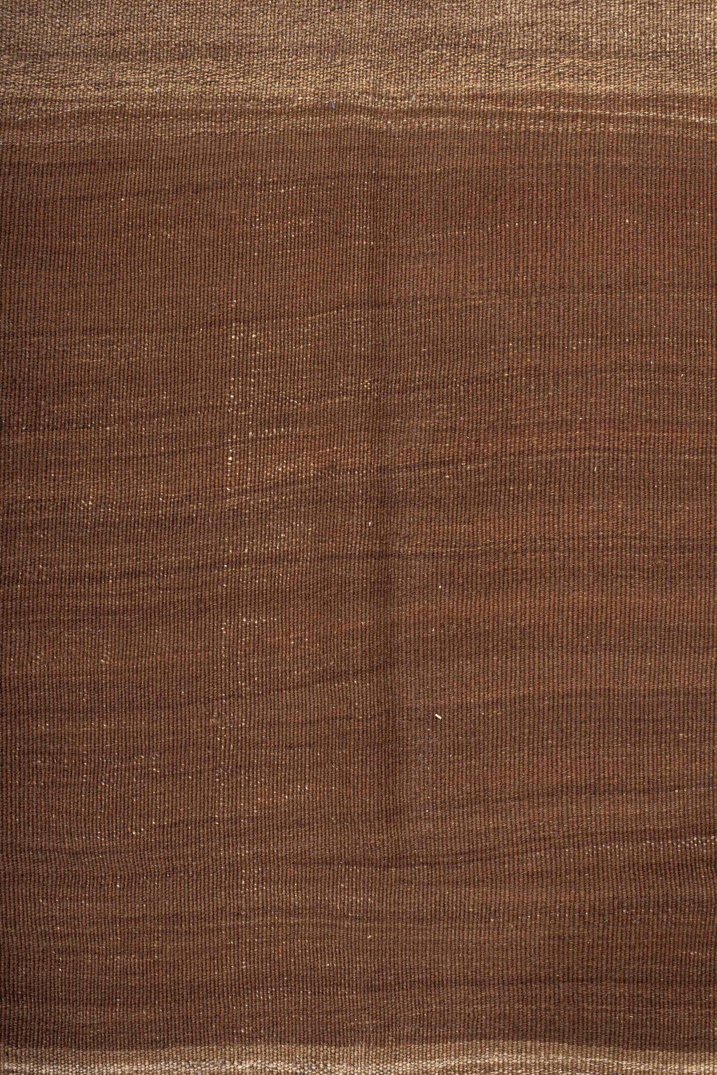 9' x 12' one-of-a-kind handmade vintage Kilim large size rug. Color palette: brown, taupe, camel, ivory, beige, gray