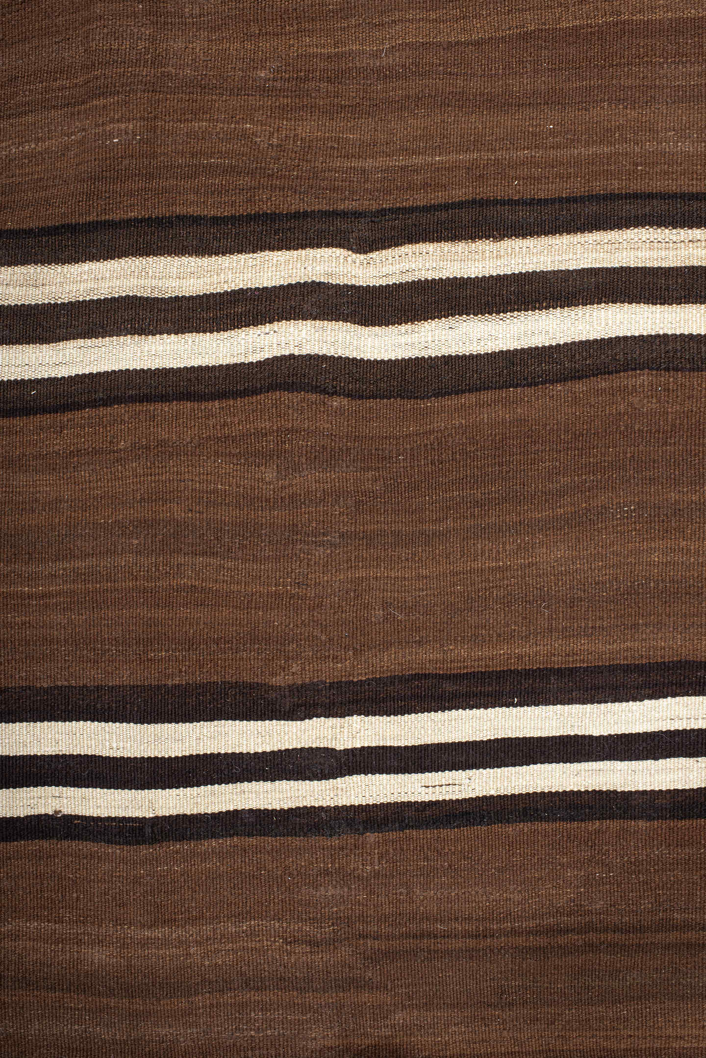 8' x 10' one-of-a-kind handmade vintage Kilim large size rug. Color palette: brown, taupe, ivory, camel, charcoal, beige