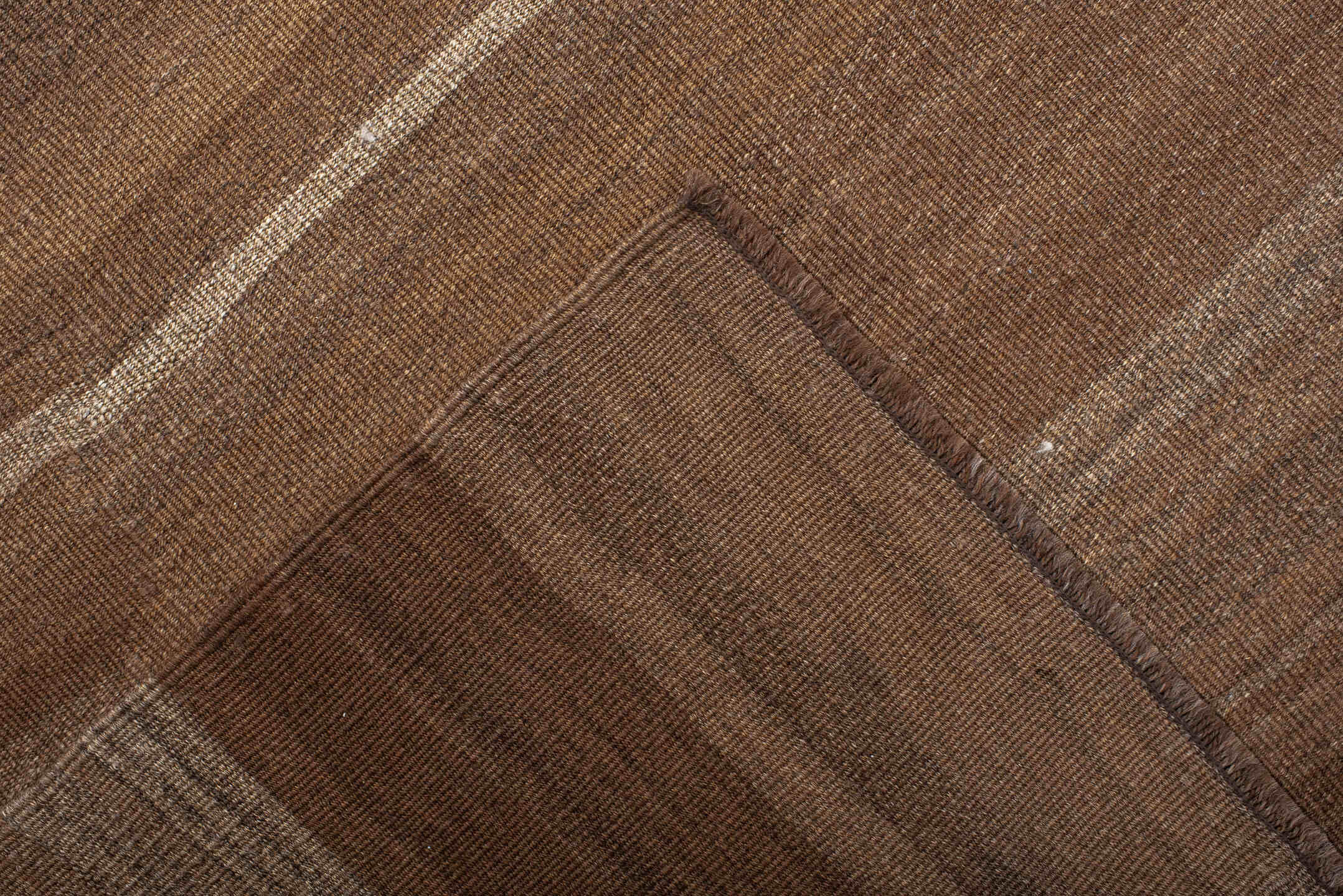 9' x 10' one-of-a-kind handmade vintage Kilim large size rug. Color palette: brown, taupe, camel, ivory, charcoal, beige