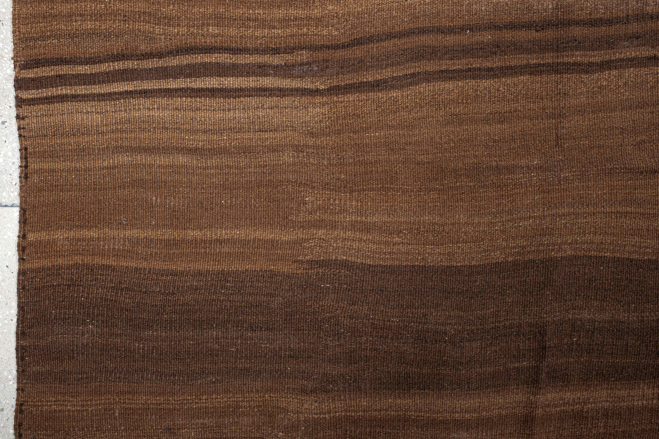 9' x 12' one-of-a-kind handmade vintage Kilim large size rug. Color palette: brown, gray