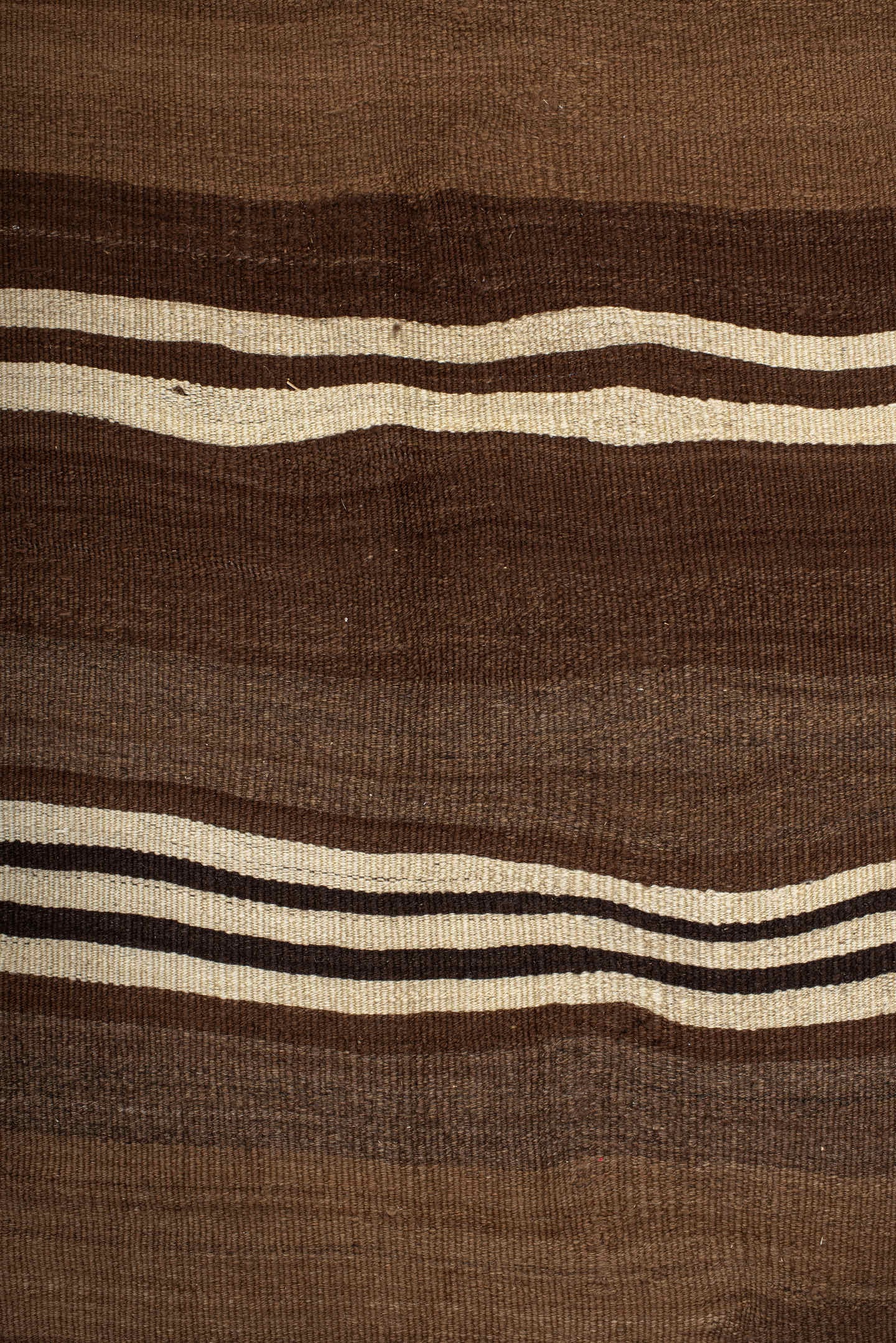 5' x 9' one-of-a-kind handmade vintage Kilim medium size rug. Color palette: brown, taupe, ivory, charcoal, camel, beige